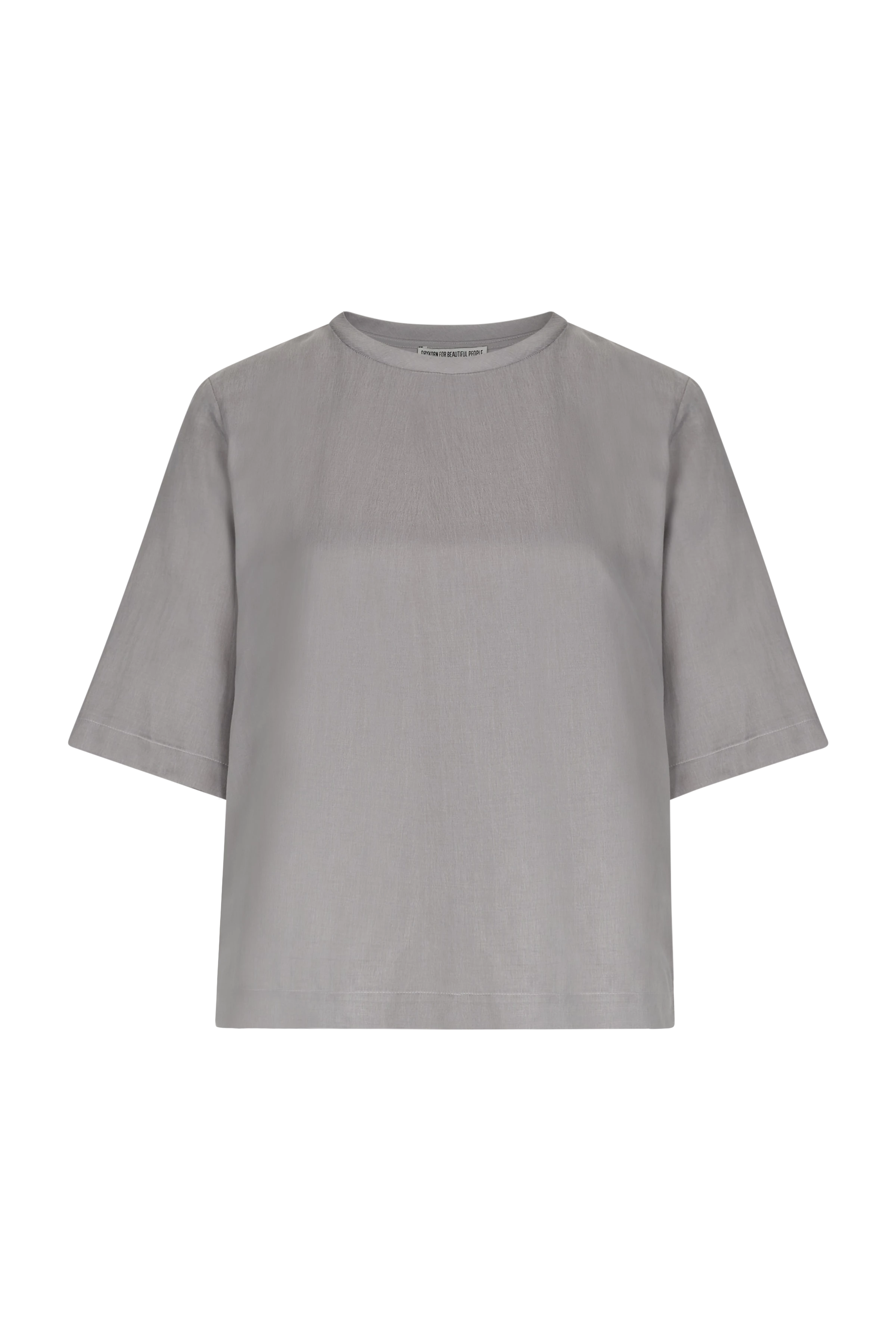 DIEDRA - Shirt-Bluse in fließendem Cupro - Damen - grau - Freisteller Frontansicht