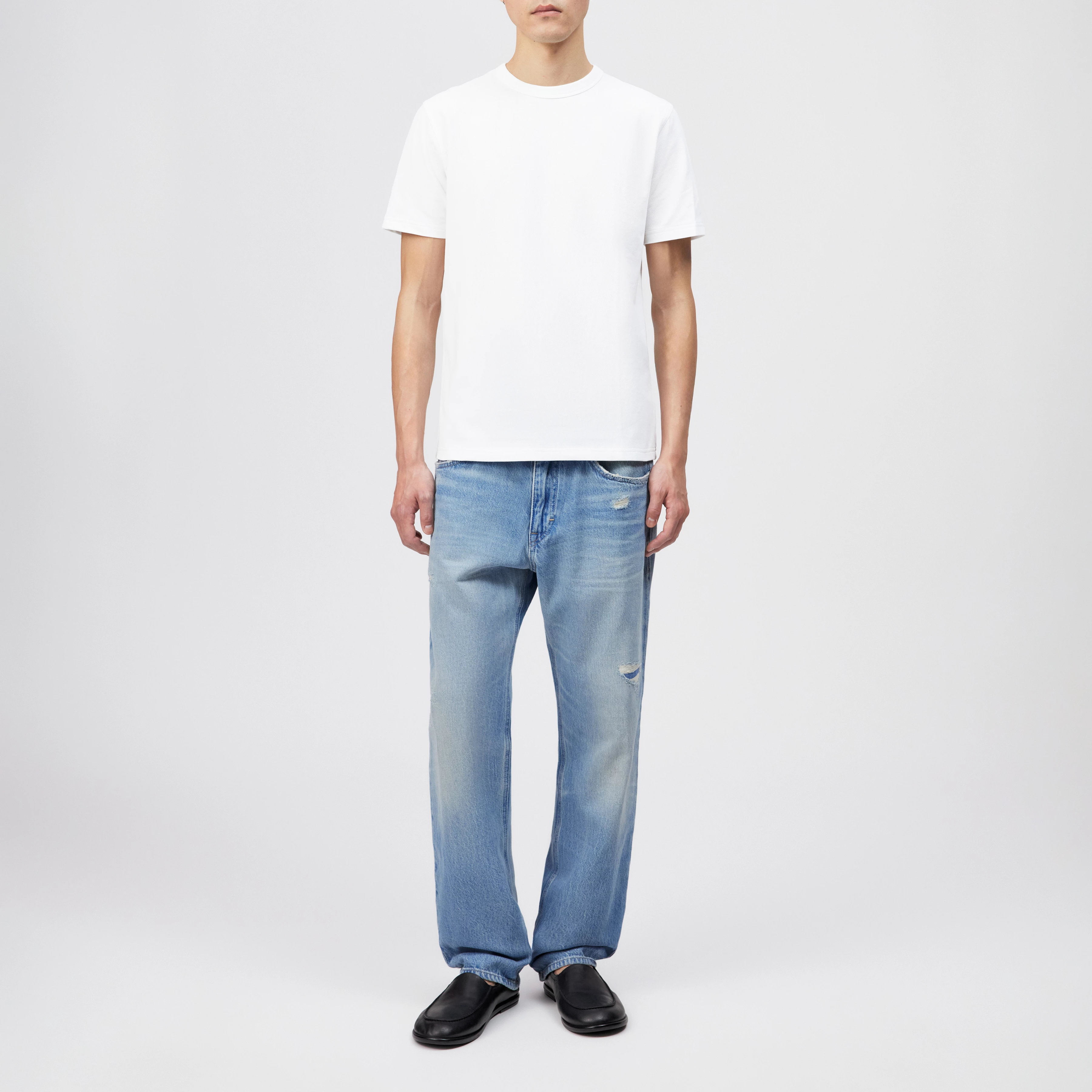 JULIENO - Slim Fit T-shirt in lightweight cotton jersey - men - white - Ganzkörper-Frontansicht