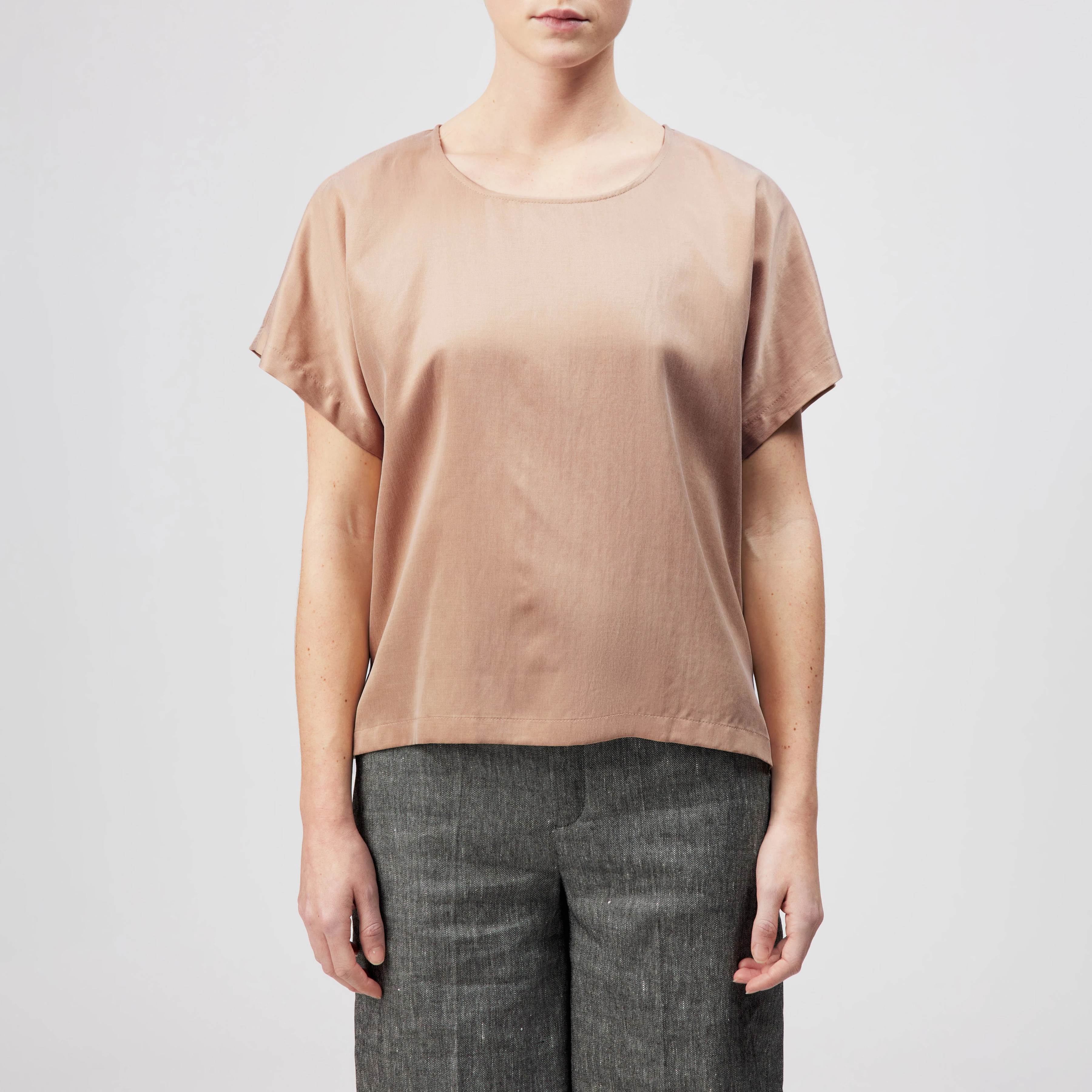 CORAMY - Casual shirt blouse in cupro cotton blend - women - orange - Frontansicht