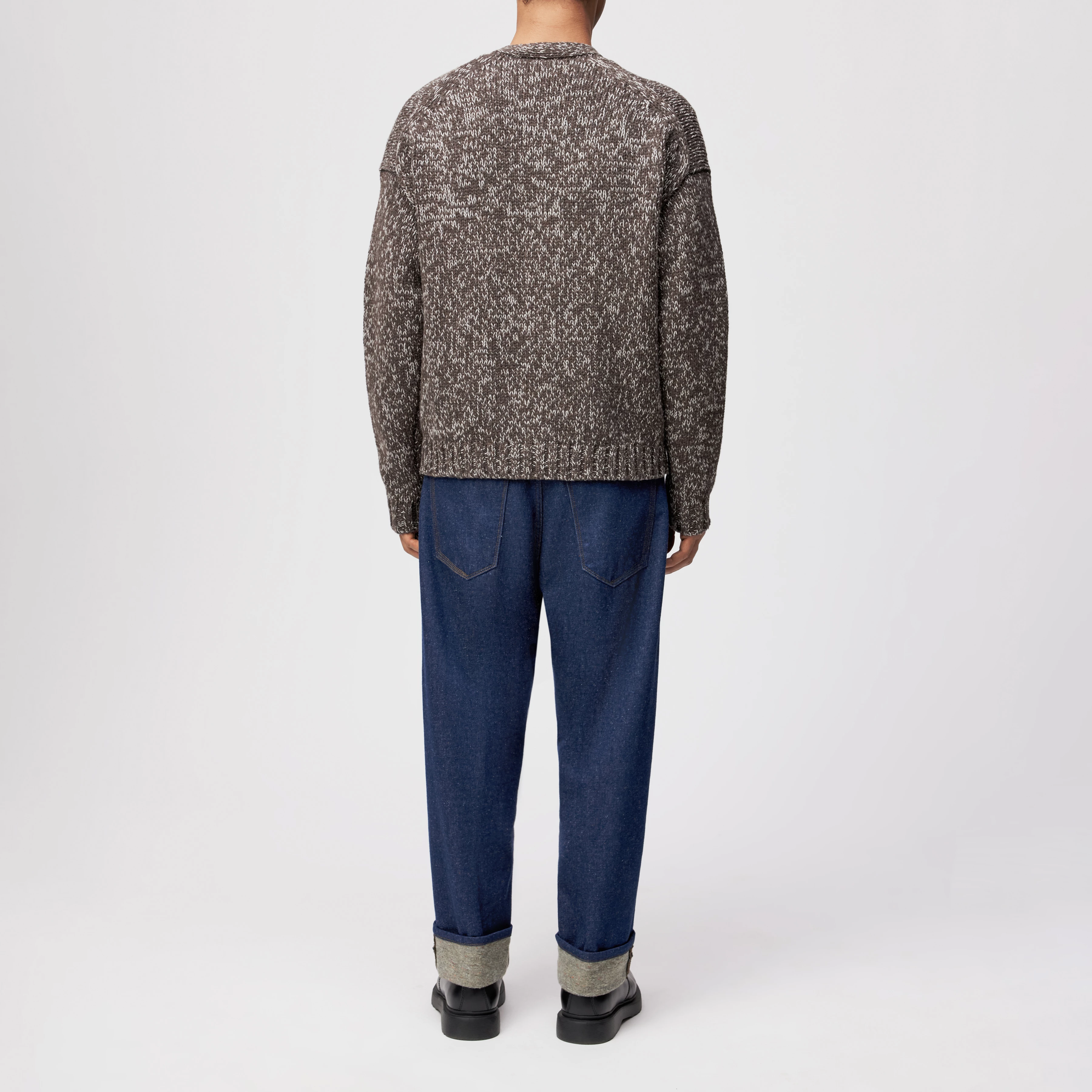 ELDARO - Cardigan in Mouliné Woll-Mix - Herren - braun - Rückansicht