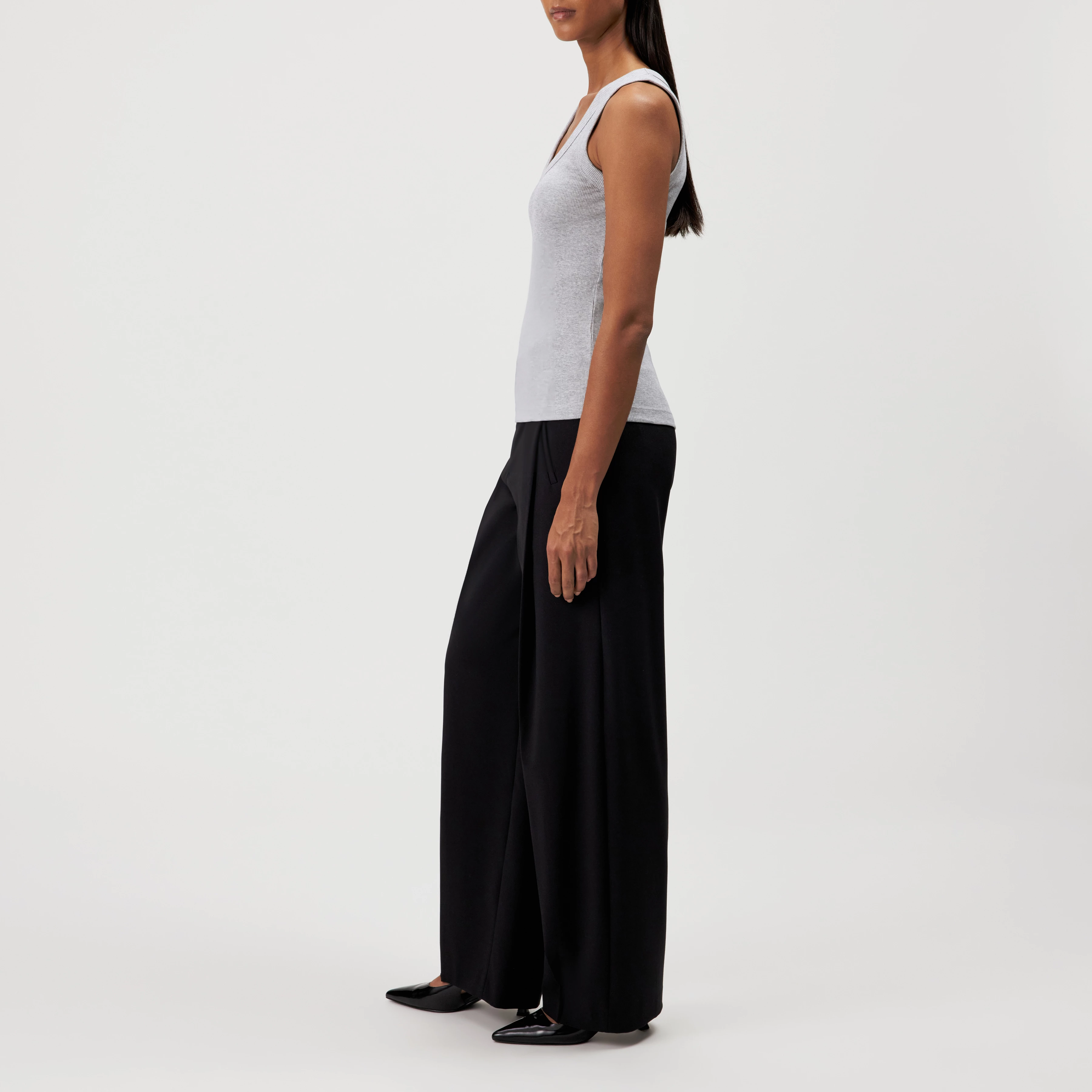 TAVIRA_2 - Ribbed cotton vest top - women - grey - Seitenansicht