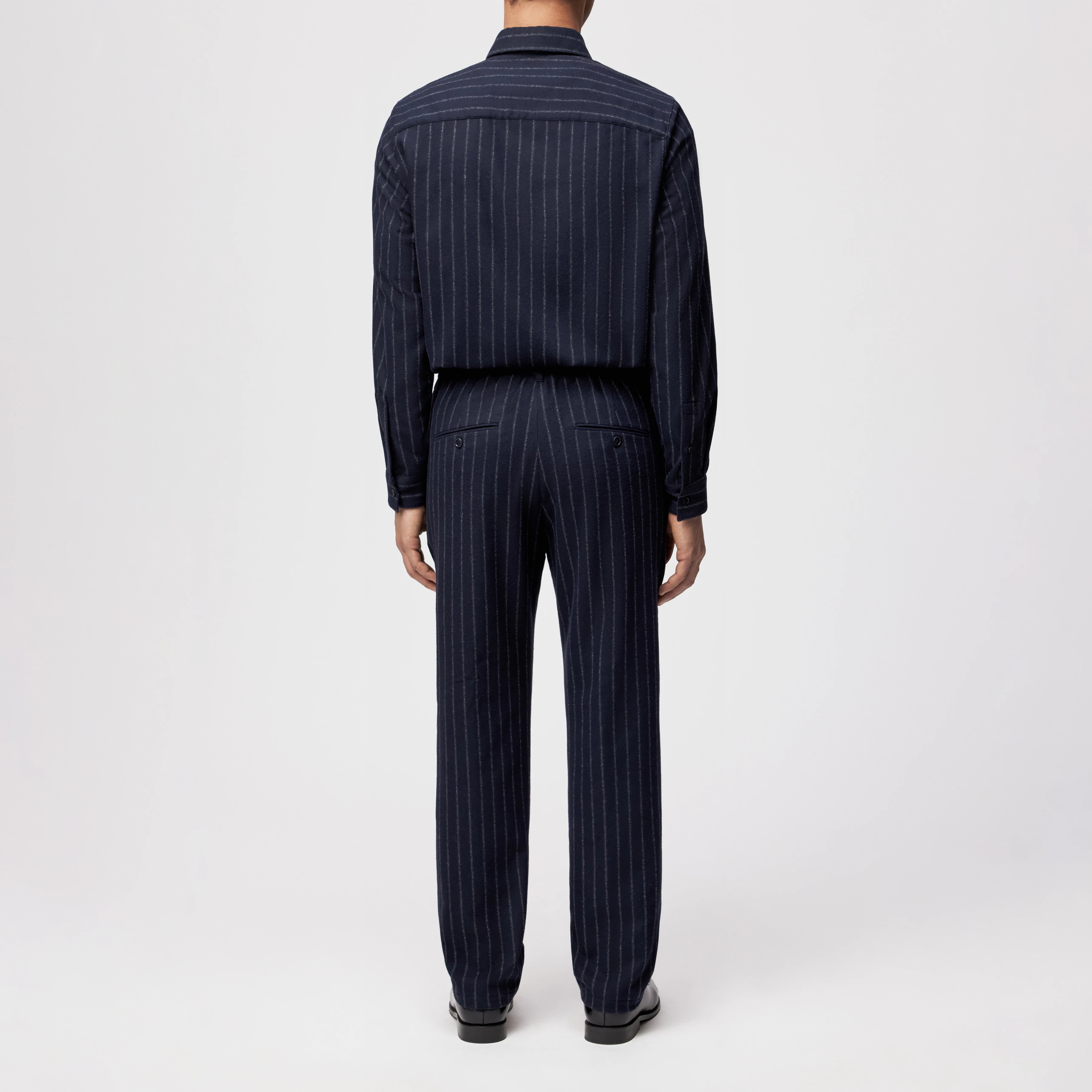 GARONA_B - Casual chinos in flannel - men - blue - Rückansicht