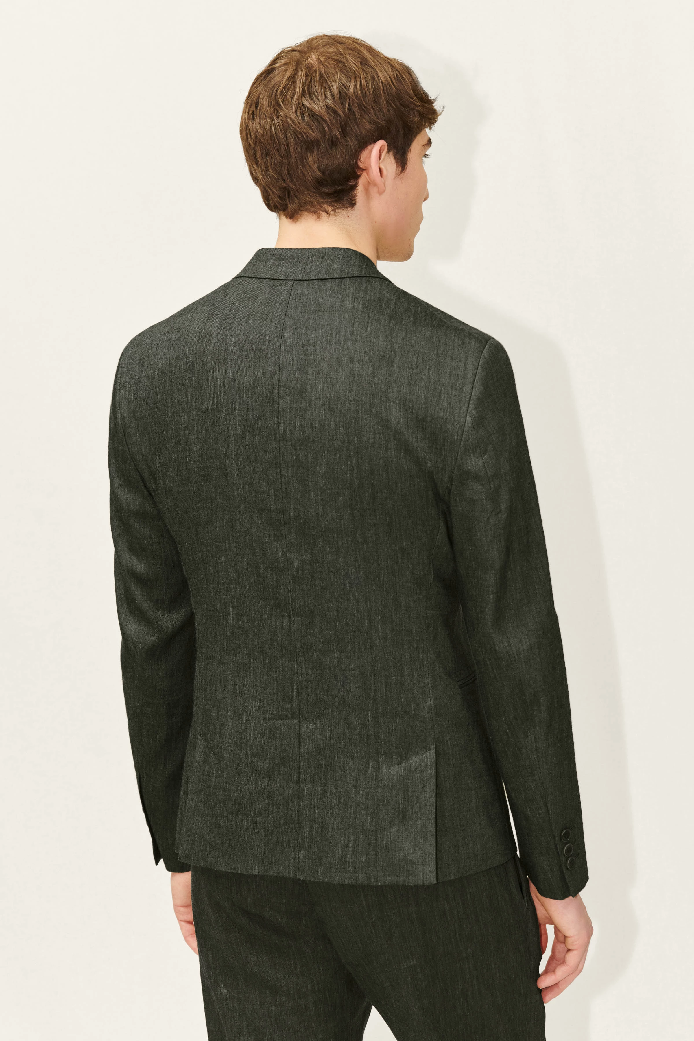 HORLEY - Slim Fit Sakko mit fallendem Revers in Leinen-Mix - Herren - grün - Rückansicht