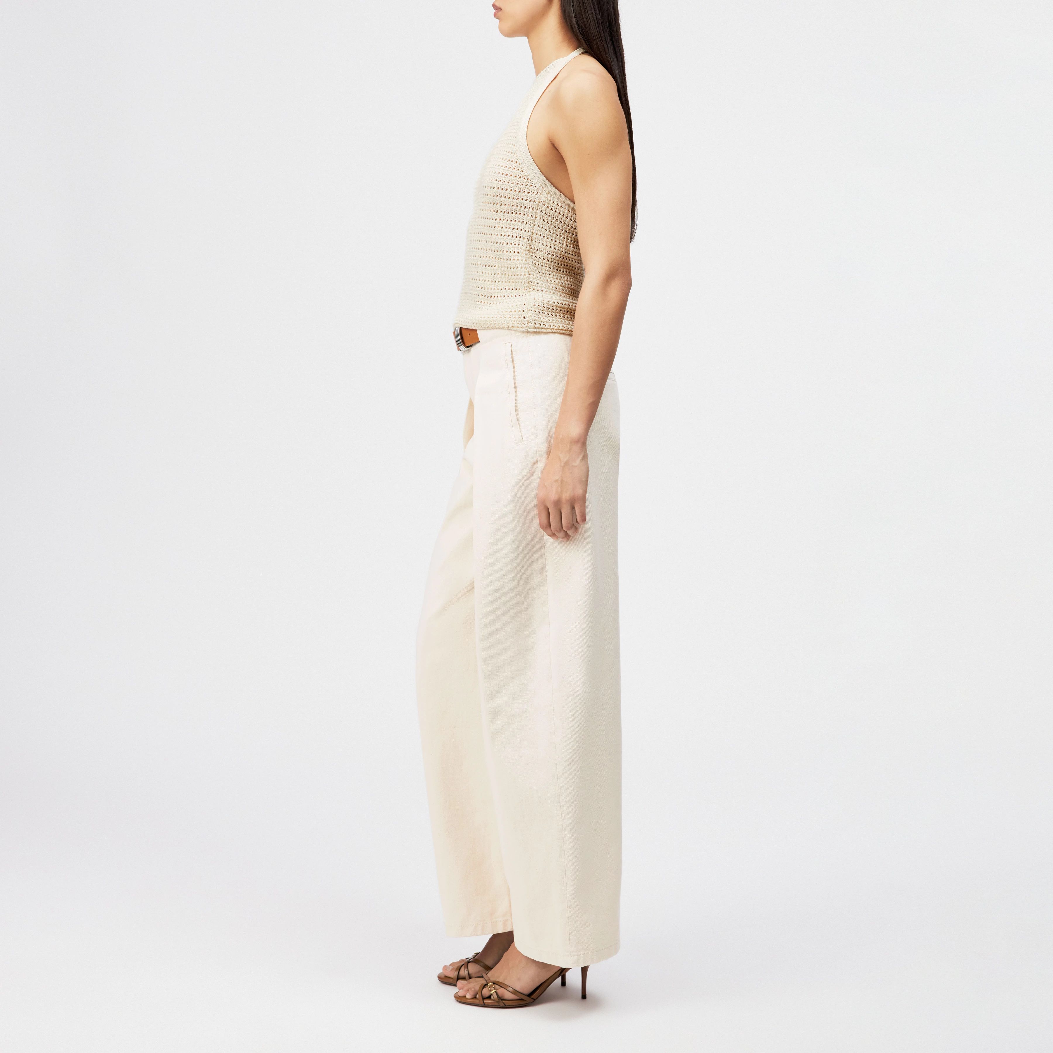 AKWY - Halter top in pure cotton - women - off white - Seitenansicht