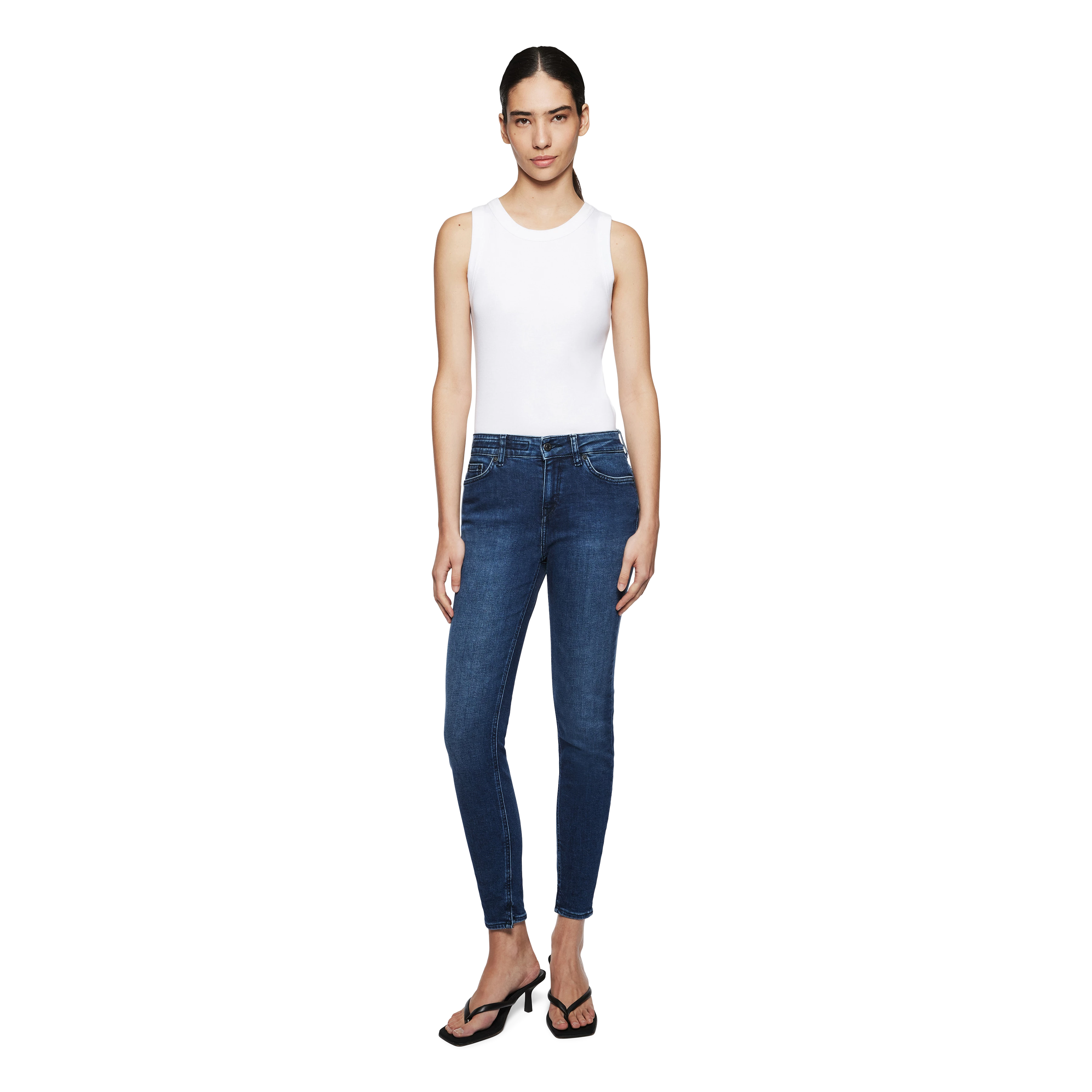 NEED - Low-Waist Skinny Jeans in Dark-Blue Denim - Damen - blau - Ganzkörper-Frontansicht