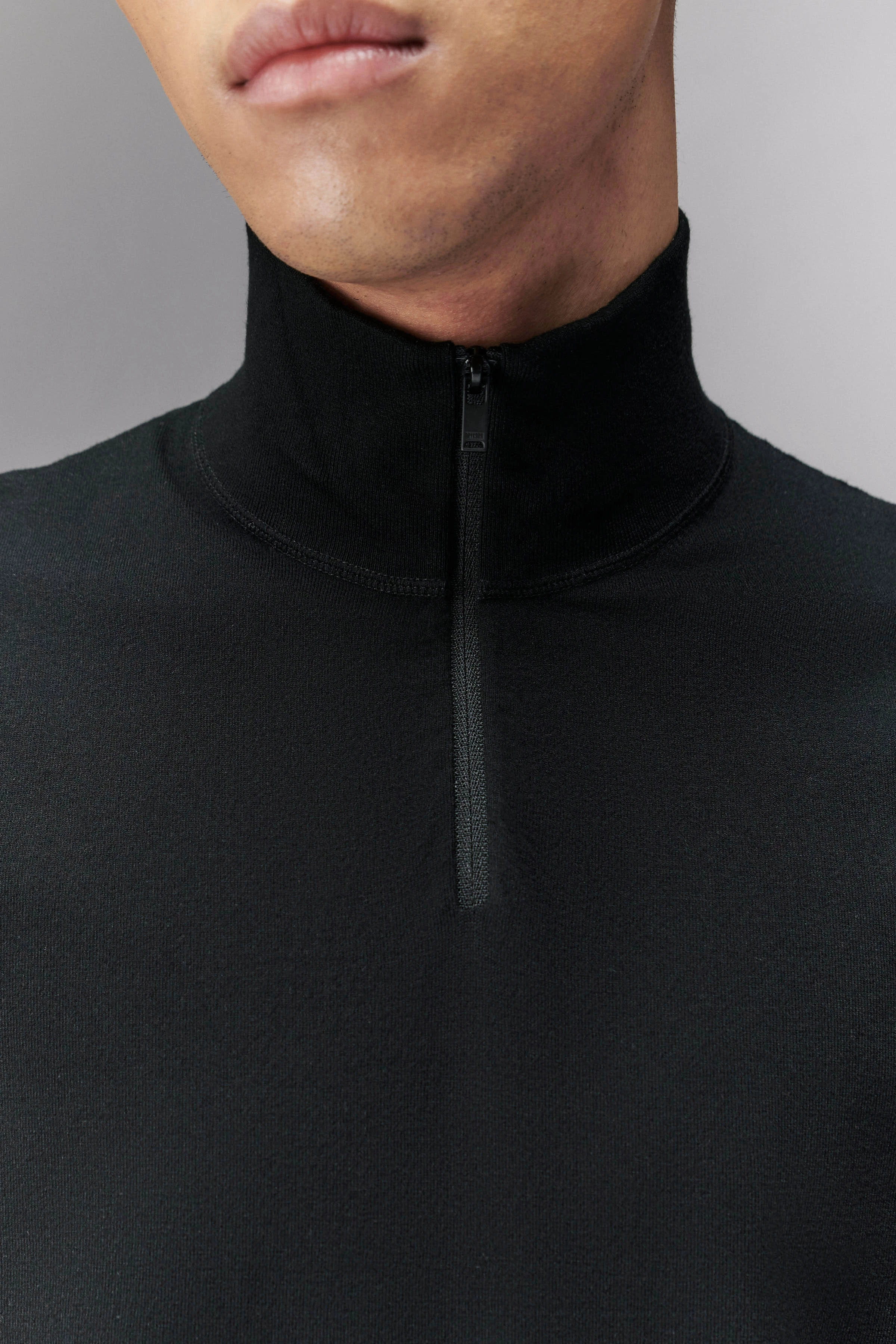 LEANDER - polo zip made of lightweight - men - black - Seitenansicht