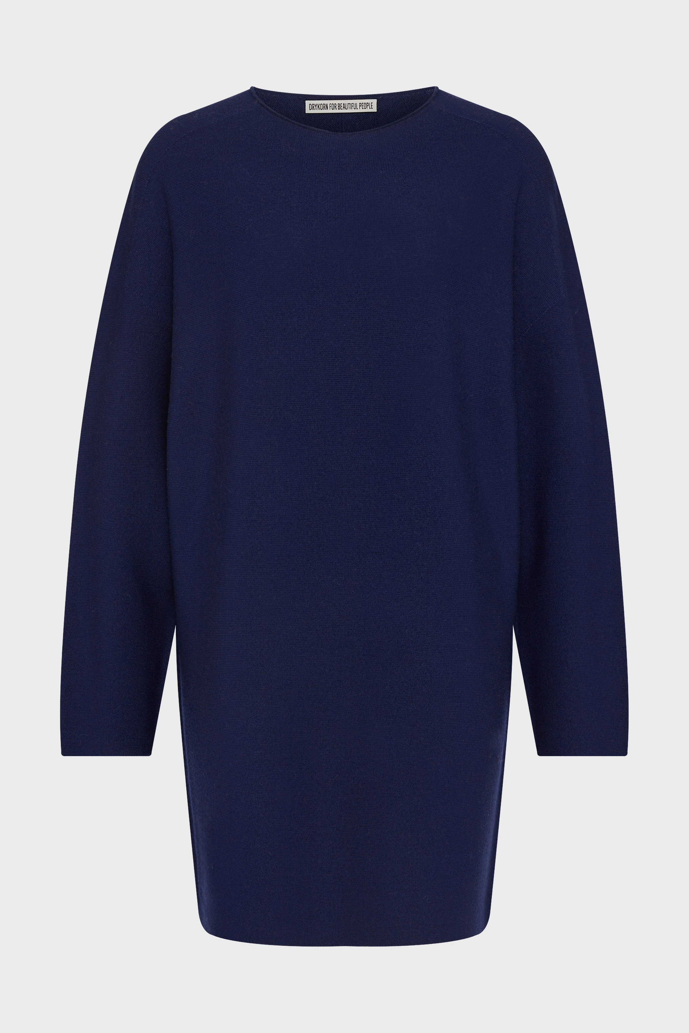 KADYRA - Minikleid mit Langarm in Merinowolle - Damen - blau - Freisteller Frontansicht