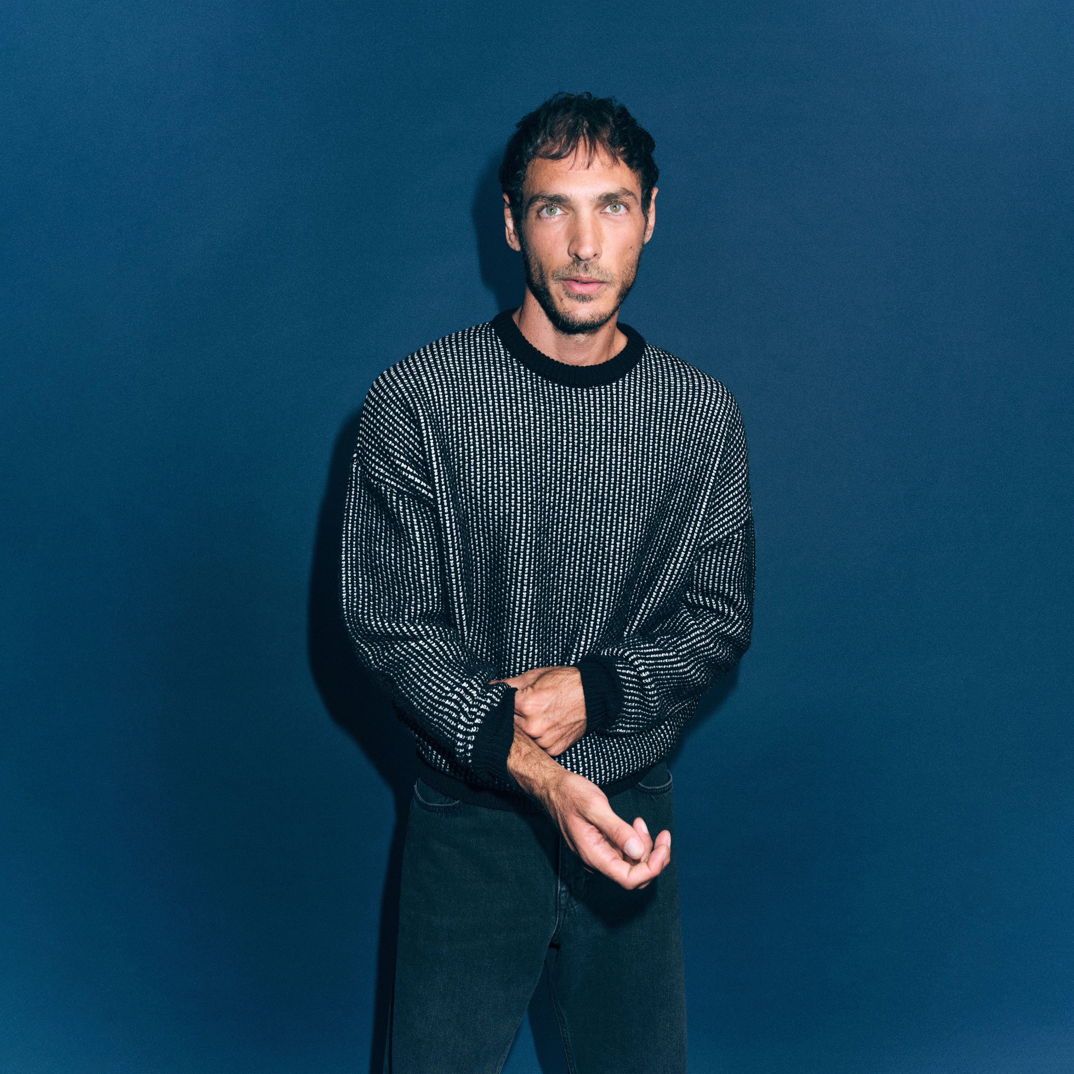 NEELIO - Pullover in zweifarbigen Woll-Alpakamix - Herren - schwarz