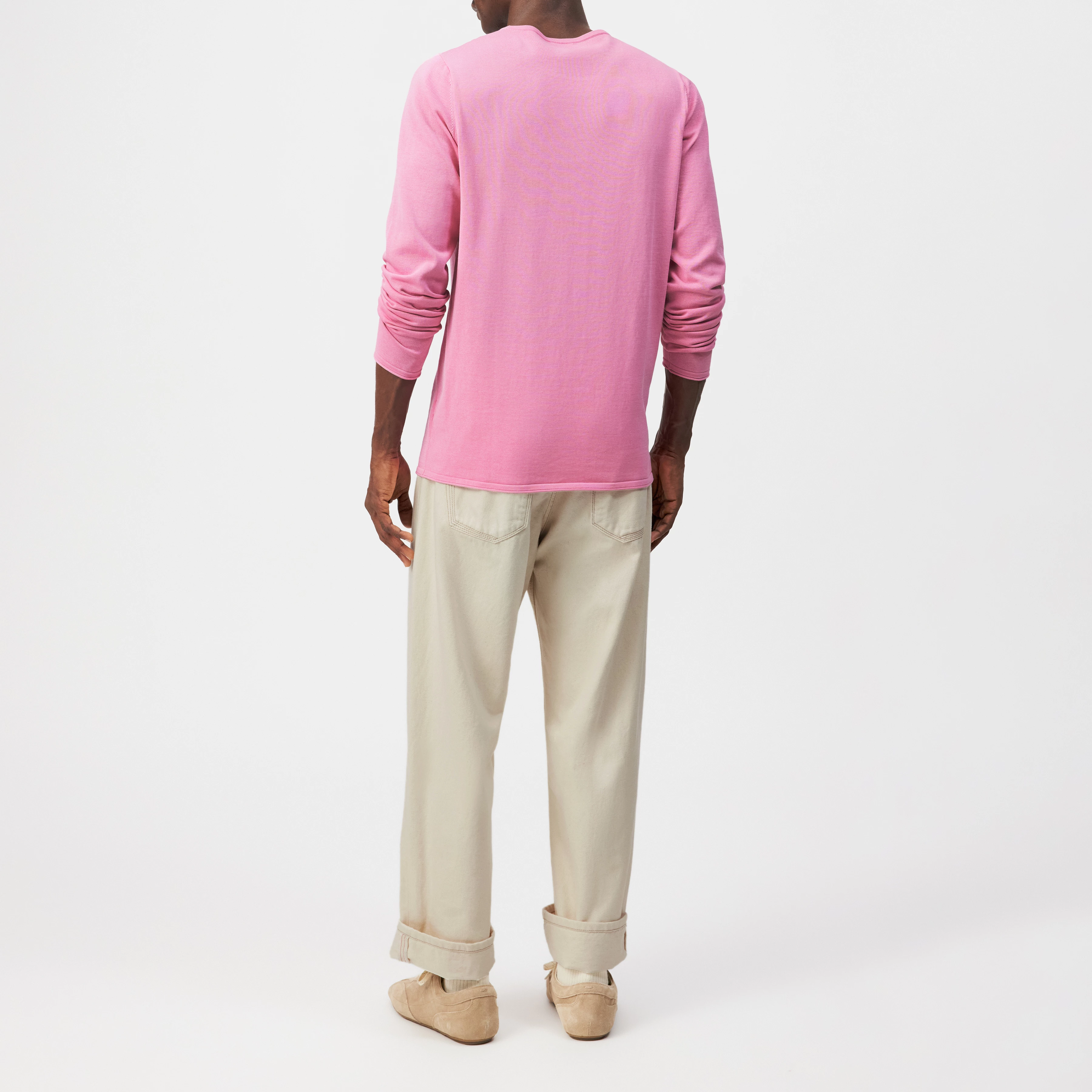 RIKONO - Knitted jumper in clean cotton - men - pink - Rückansicht