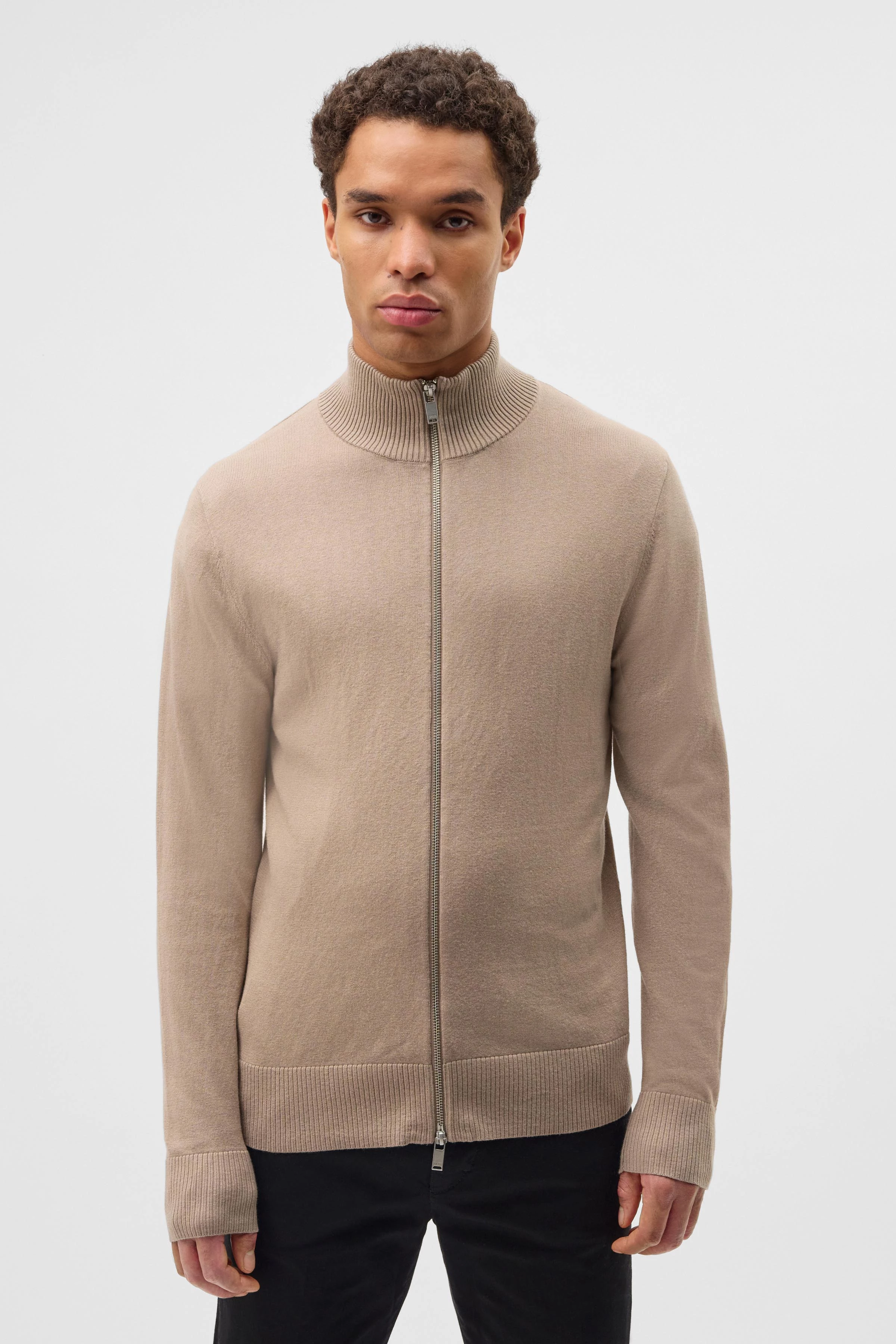 ANTONIO - Softe Basic Zip-Jacke - Herren - braun - Frontansicht