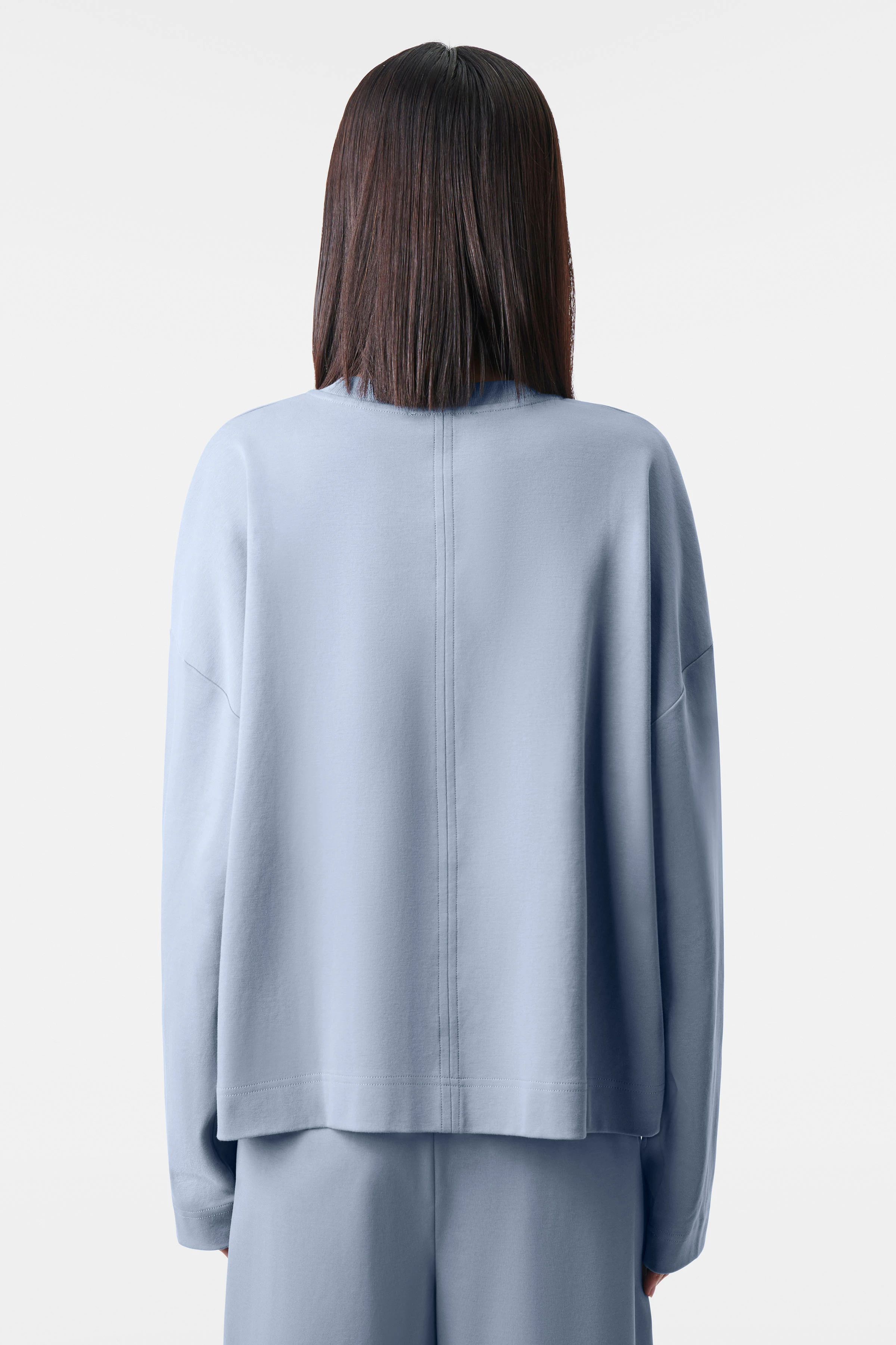 VASSANI - sweatshirt with round neck in soft organic cotton - women - blue - Rückansicht
