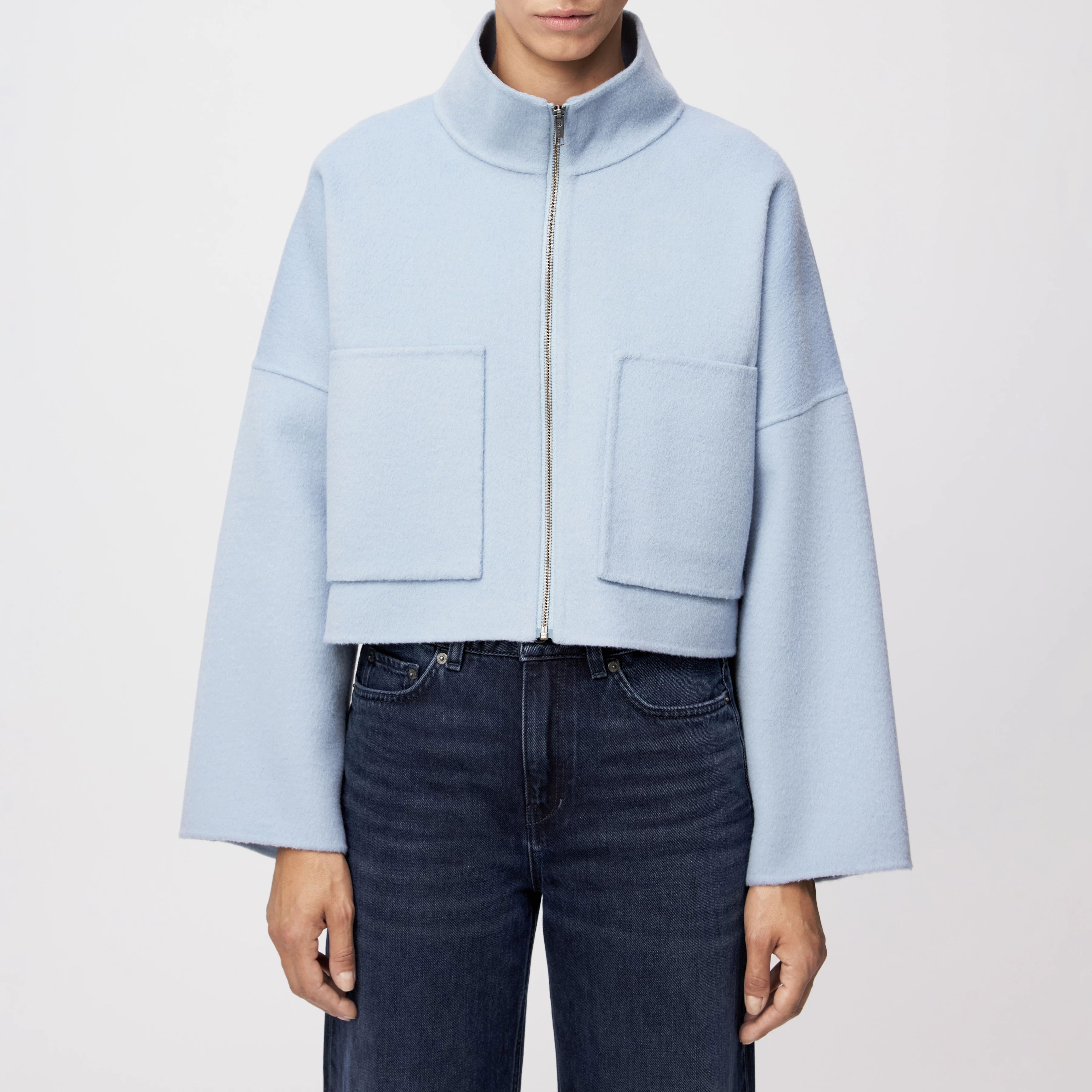 ELSTOW_1 - Oversized Jacke in Doubleface - Damen - blau - Frontansicht