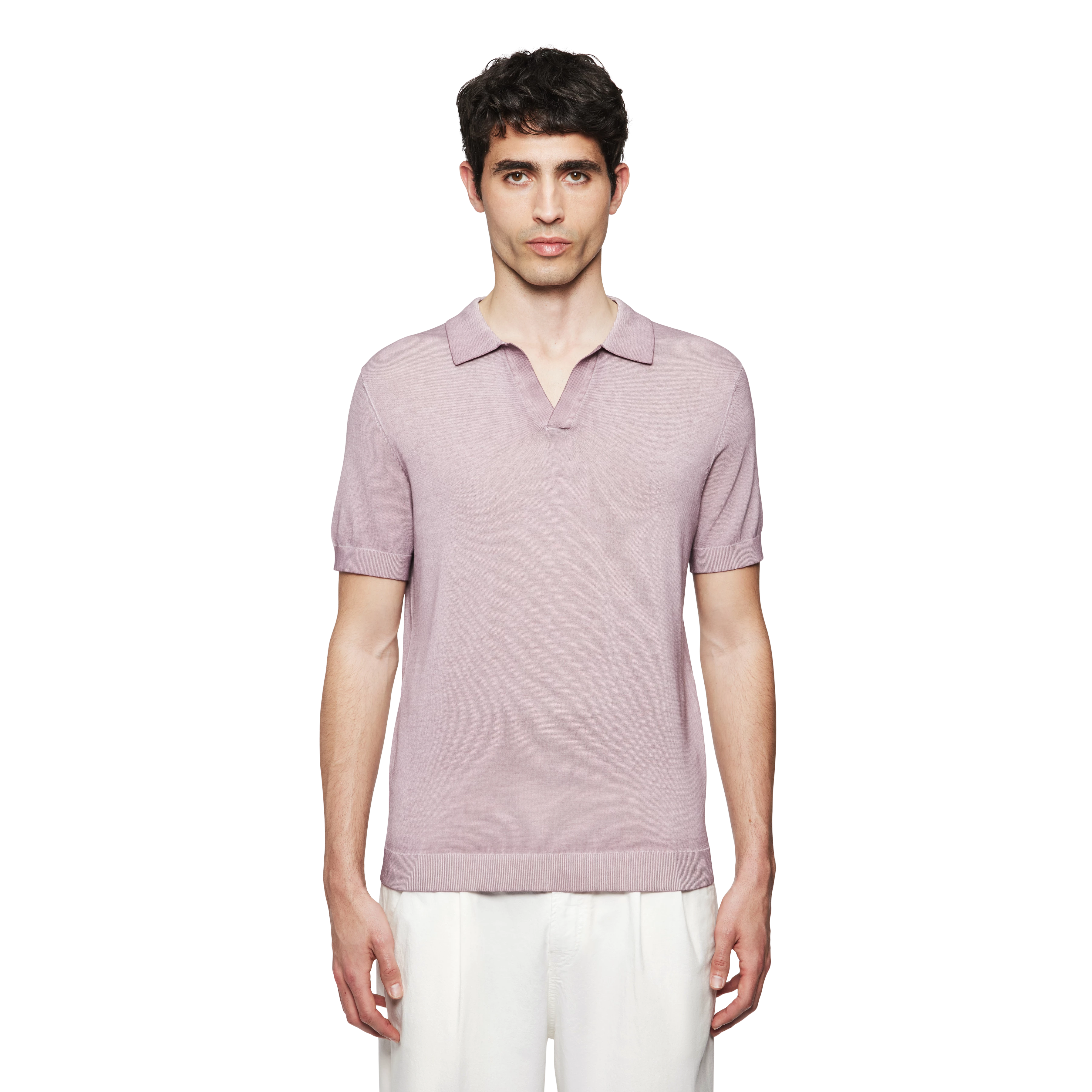 BRAIAN - Strick-Polo in Supima Baumwolle - Herren - lila - Frontansicht
