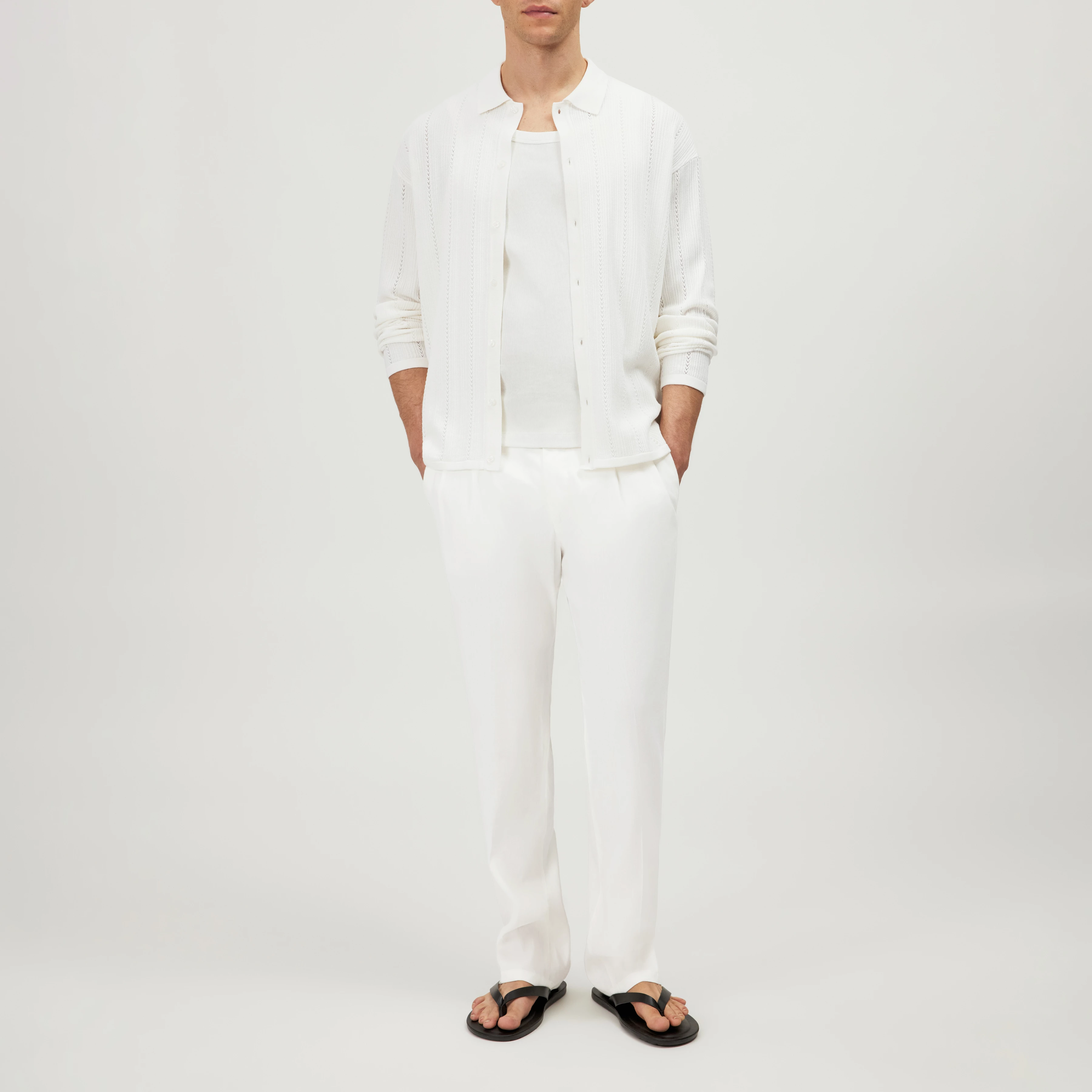 EMILIAS - Regular fit cotton polo - men - off white - Ganzkörper-Frontansicht