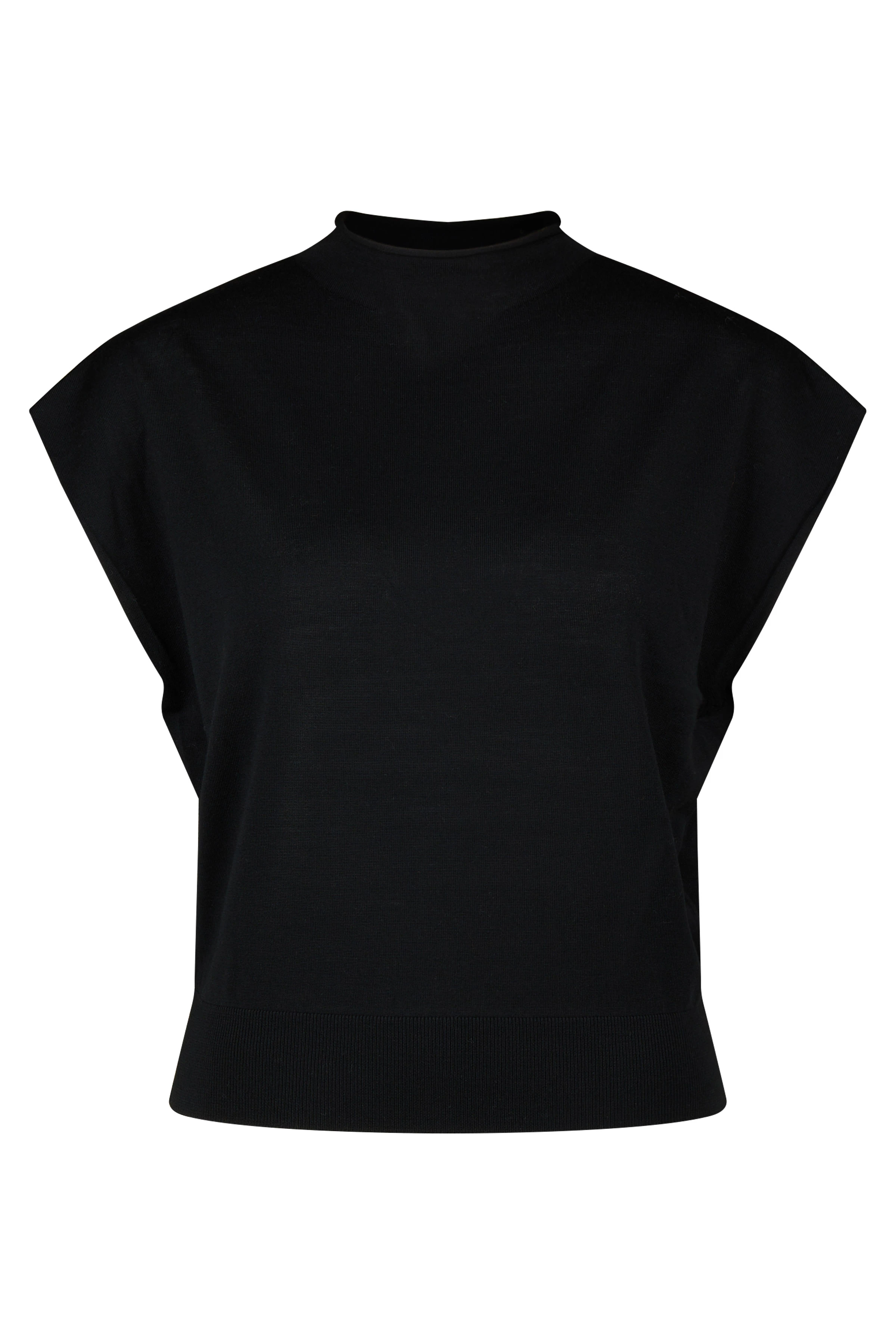 AMORY - Stricktop in Merinowolle - Damen - schwarz - Freisteller Frontansicht
