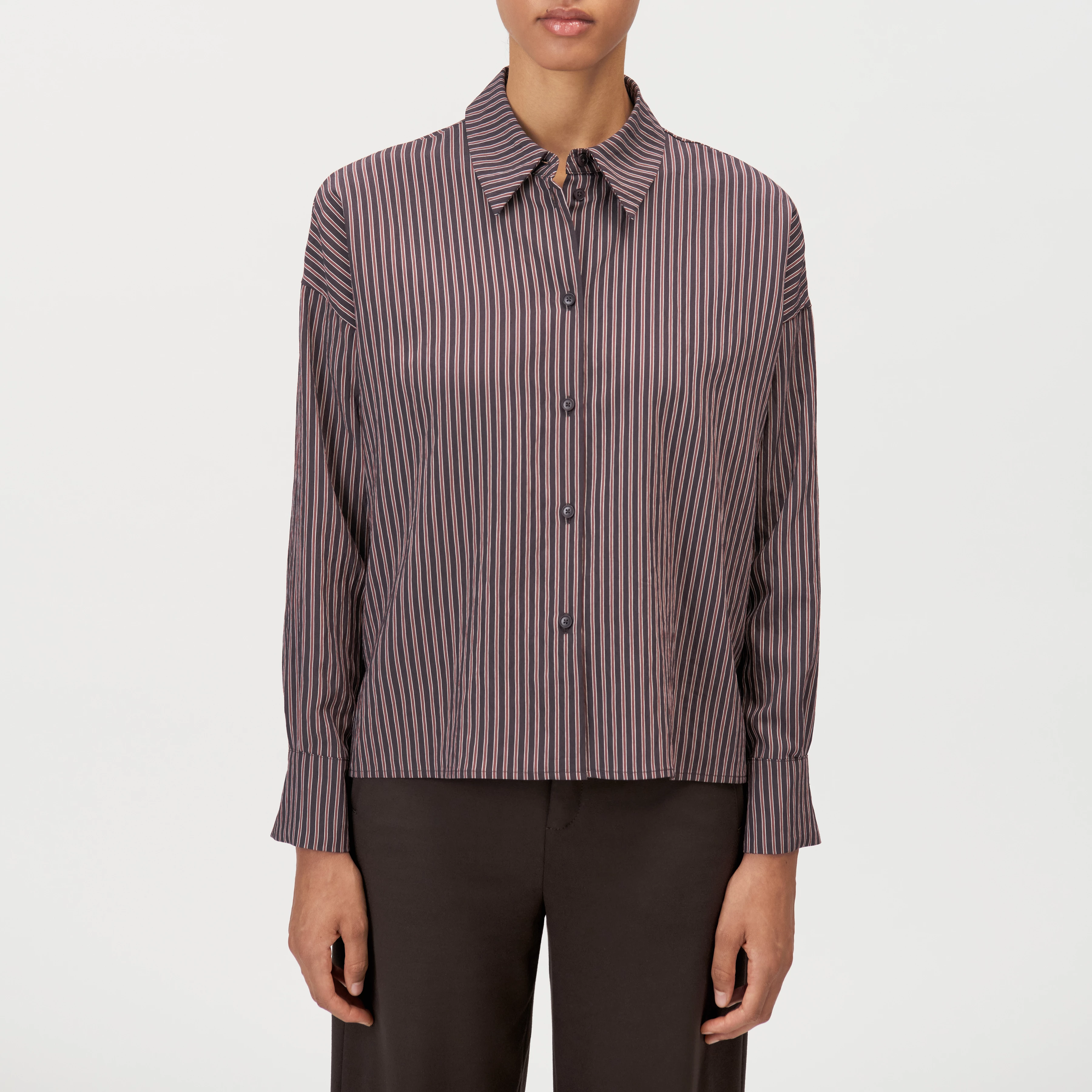 CLOELIA - Classic shirt blouse in viscose mix - women - brown - Frontansicht