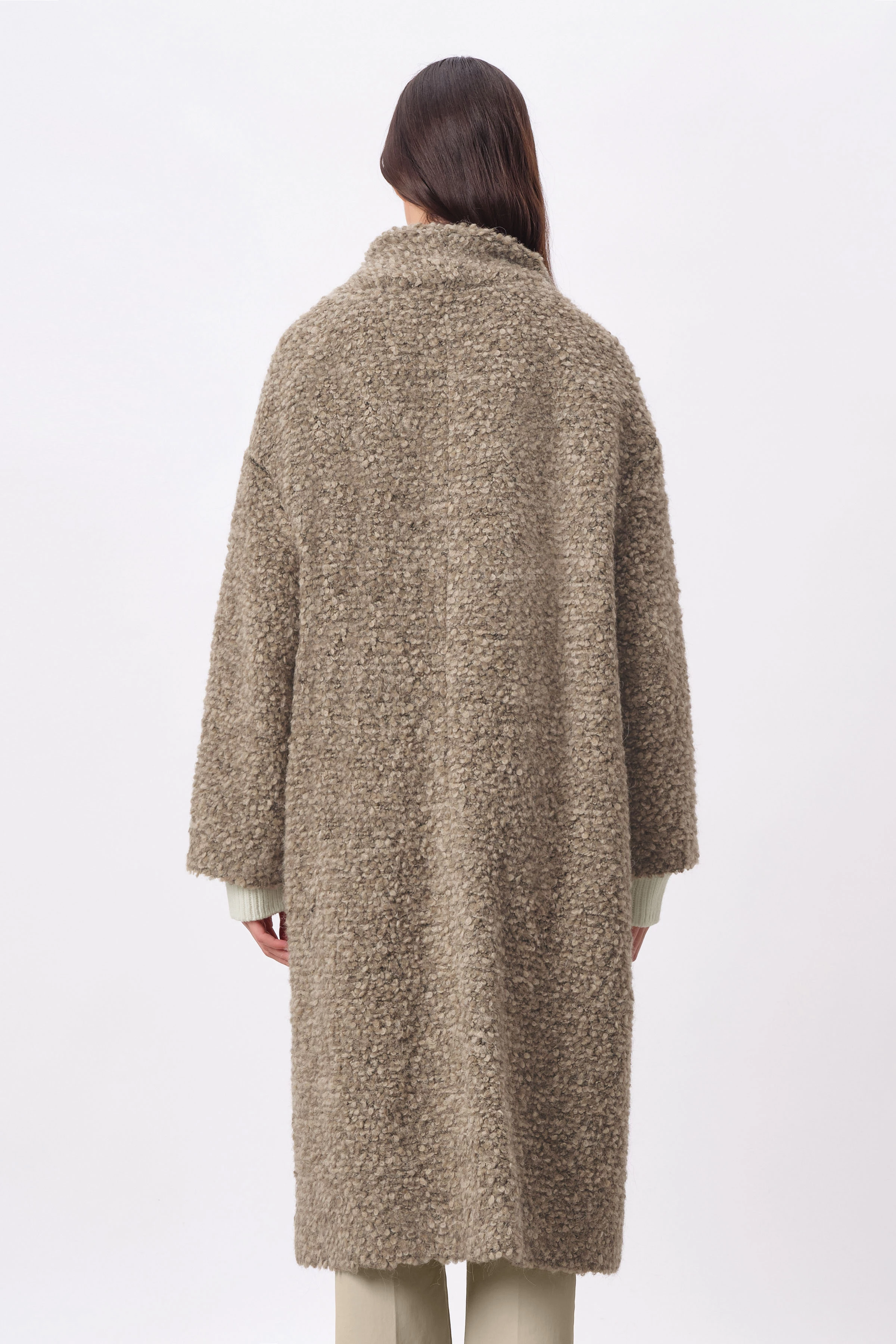 BAUPREY_1 - Lässiger Hüllenmantel in Two-Tone Bouclé - Damen - braun - Rückansicht