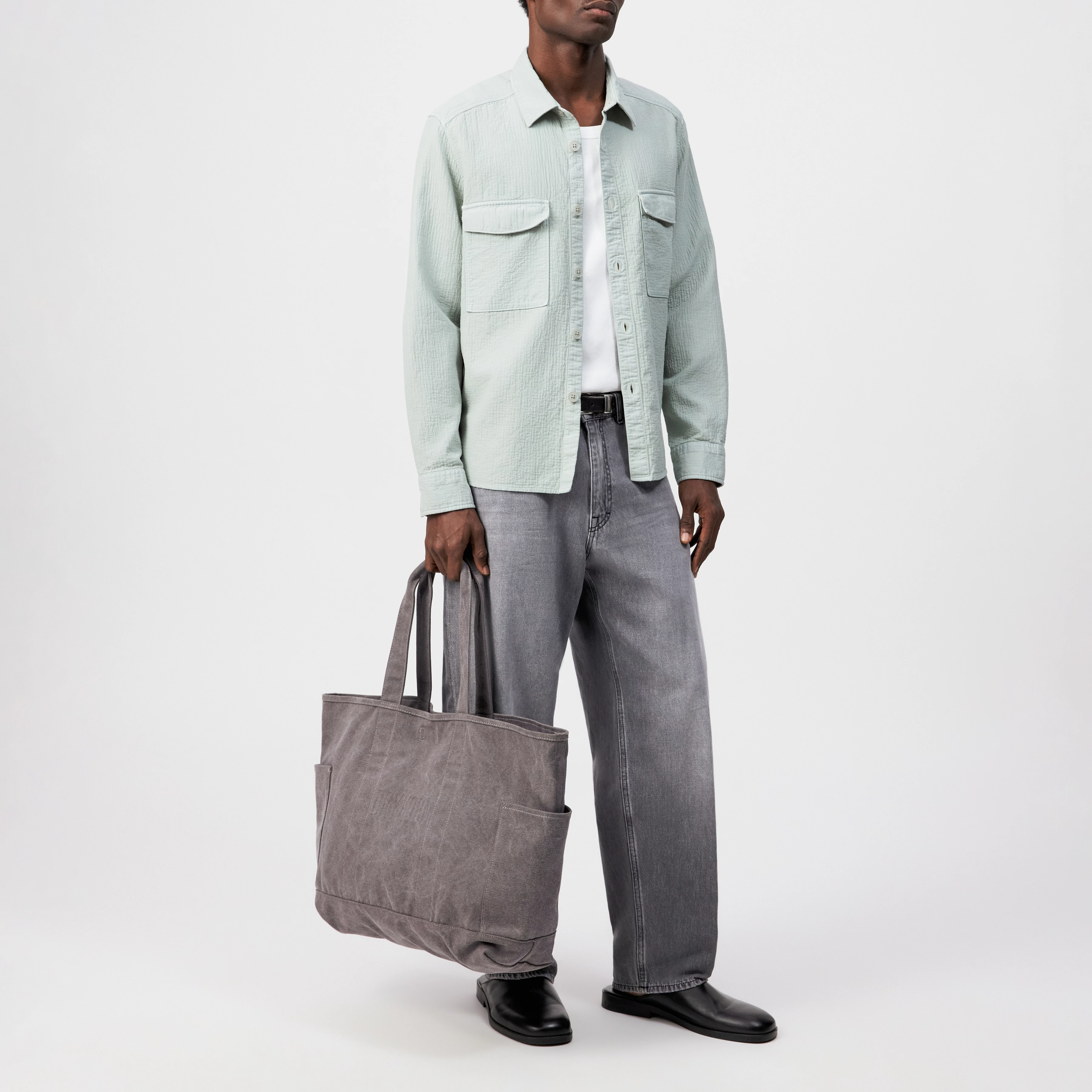 JELON - Spacious cotton shopper with vintage look - unisex - grey - Rückansicht