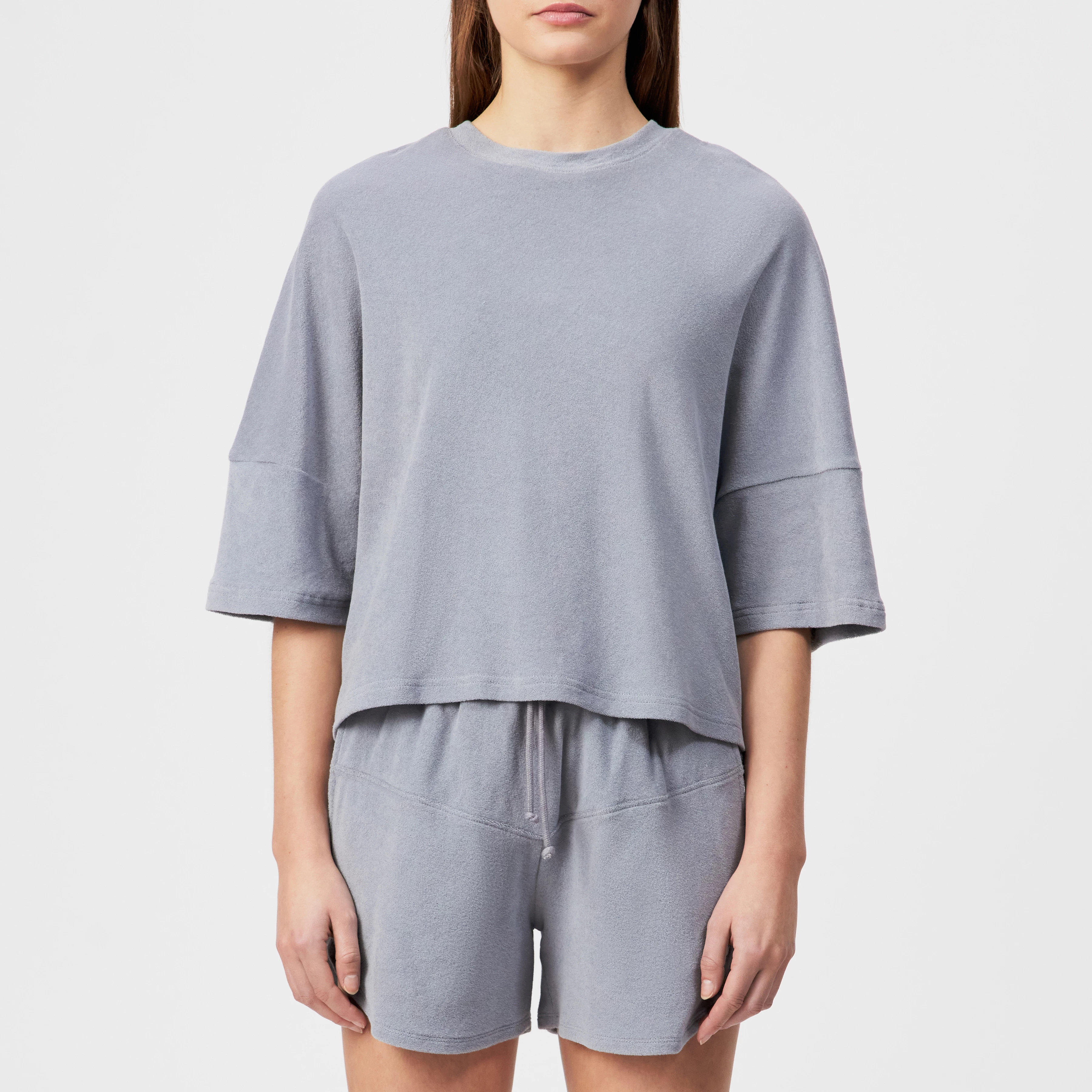 KUSIA_P4 - Casual terry cotton T-shirt - women - blue - Frontansicht