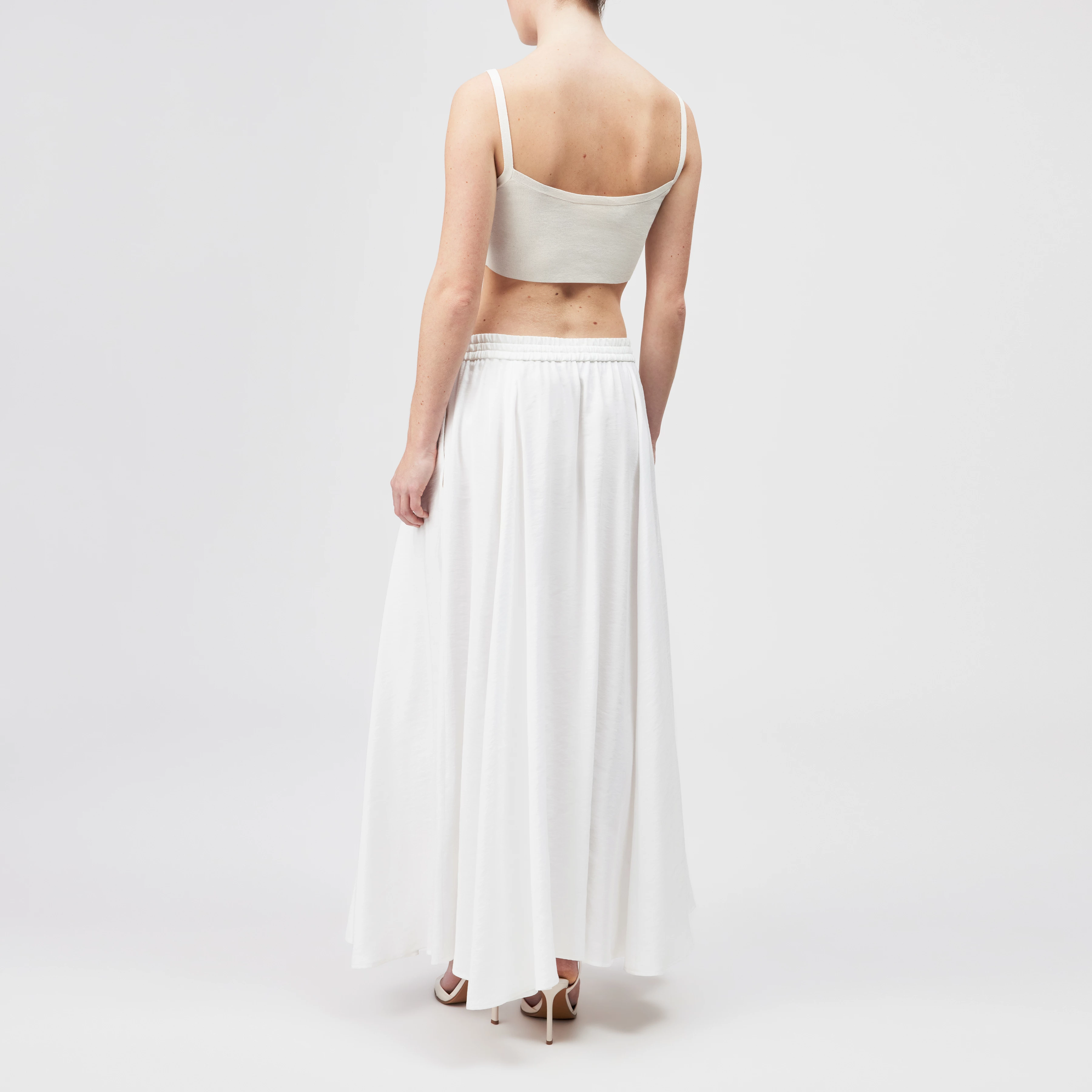 QERIME - Modal twill pleated skirt - women - off white - Rückansicht
