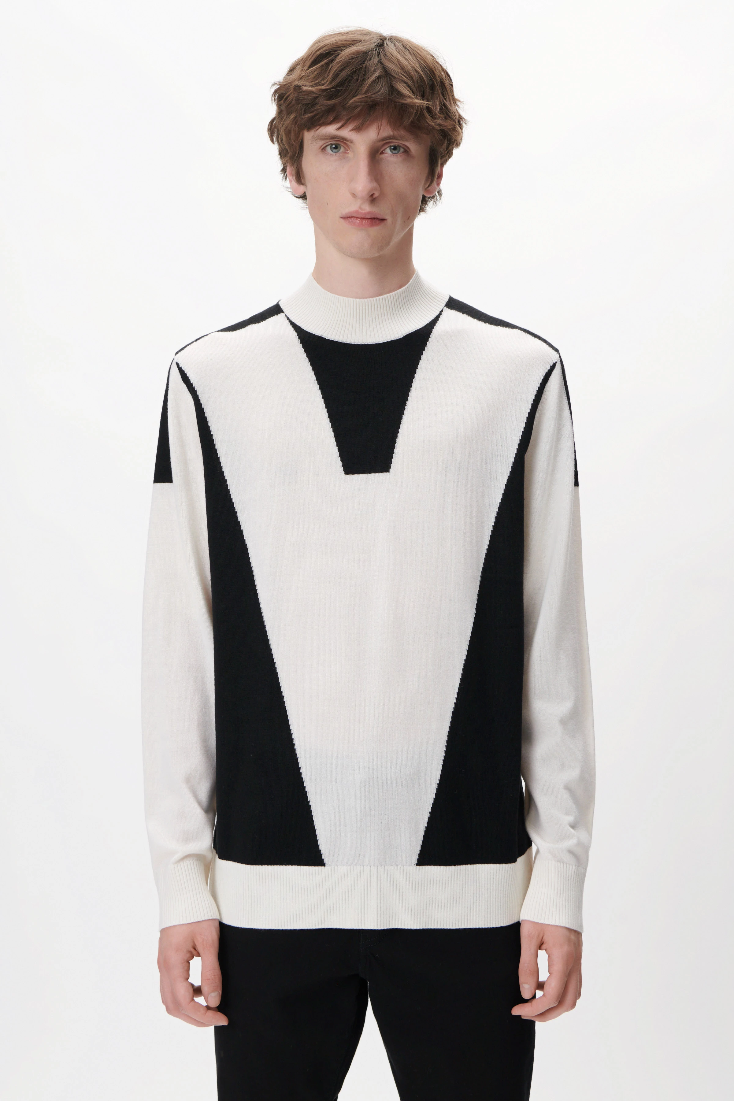 ZAYN - Stehkragenpullover in Schurwolle - Herren - off white - Frontansicht