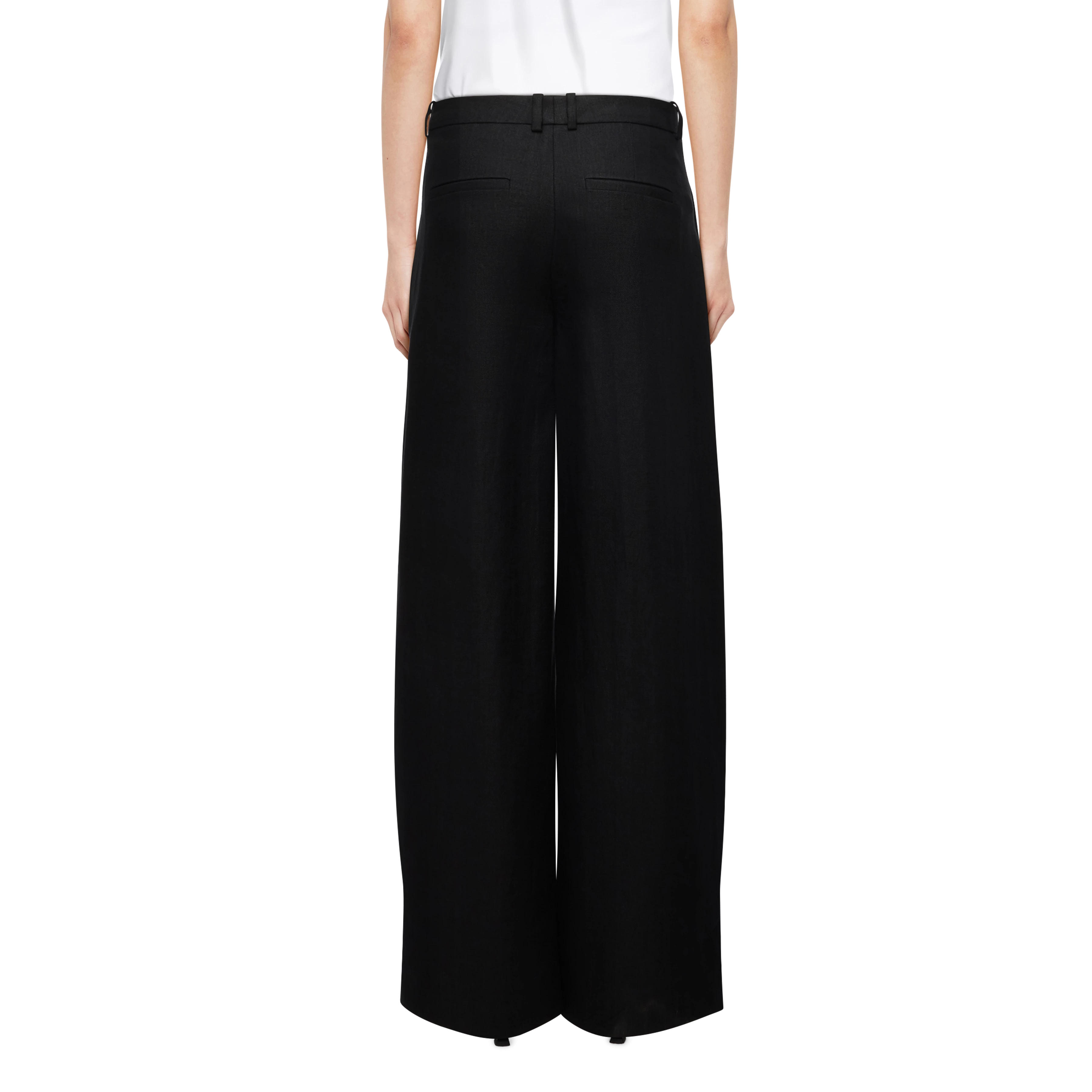 DESK - Hose mit Barrel-Leg in Leinen-Twill - Damen - schwarz - Rückansicht