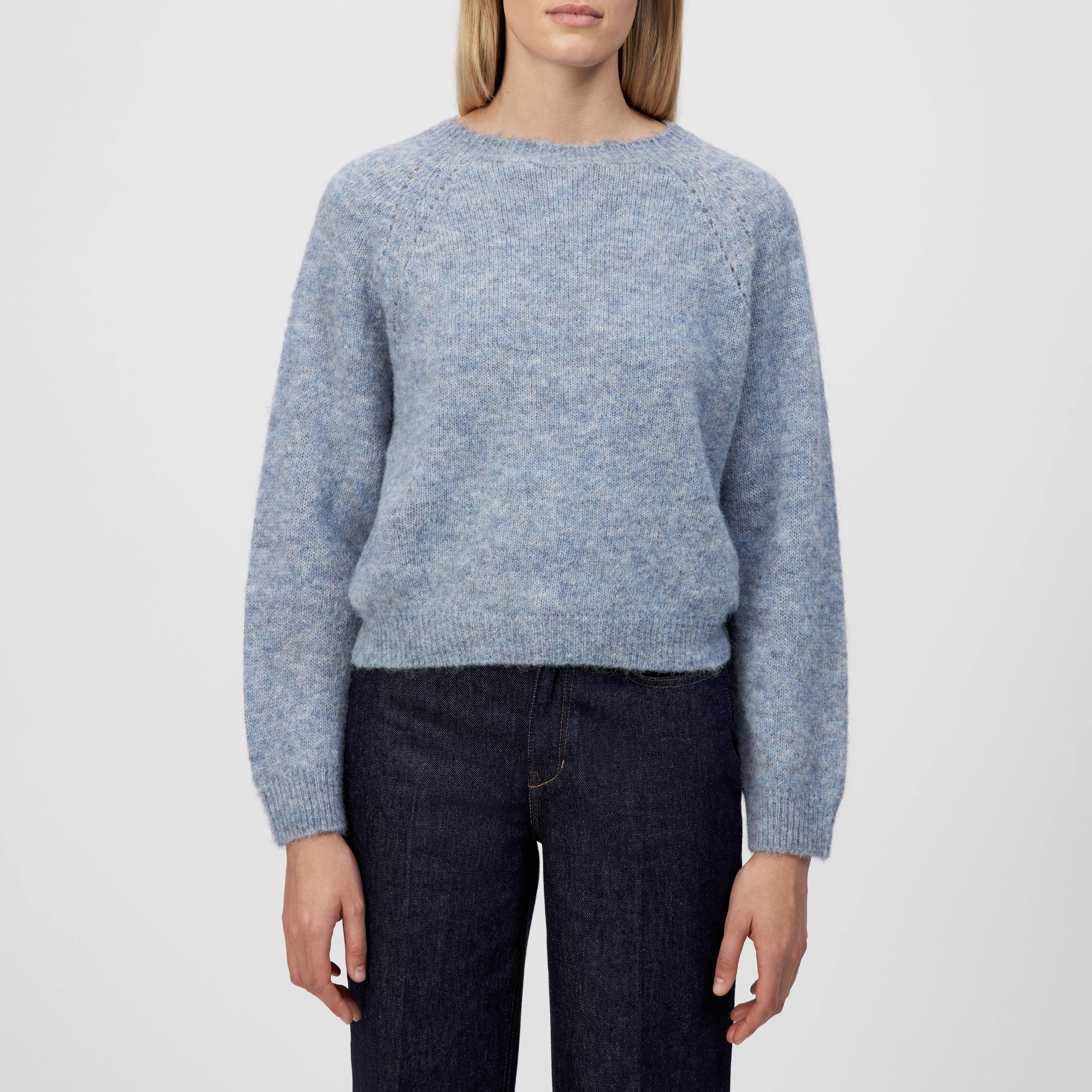 PEMIRI_2 - Pullover in luxuriösem Alpaka-Mix - Damen - blau - Frontansicht