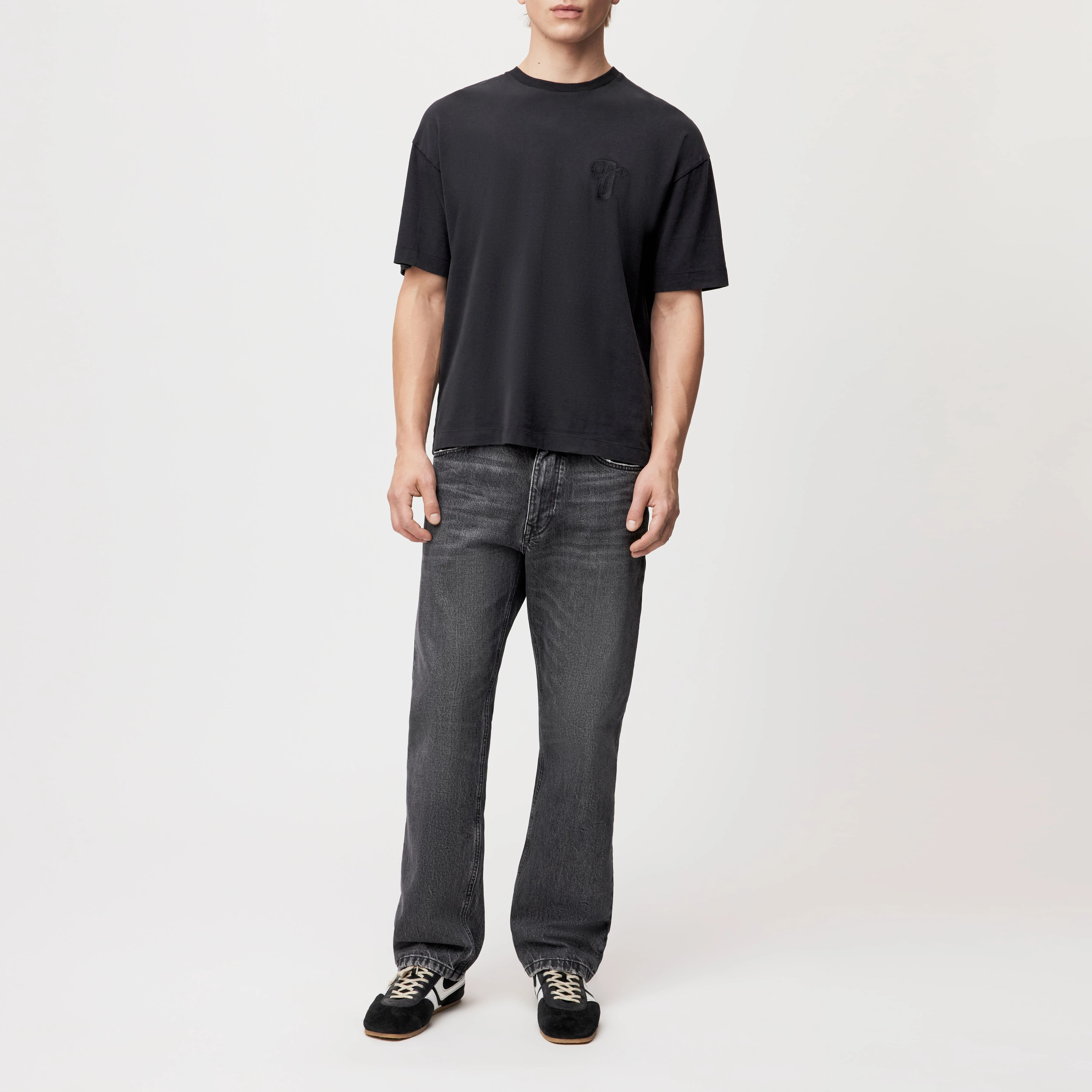 ANAYO_D - Lässiges T-Shirt in gewaschener Optik - Herren - grau - Ganzkörper-Frontansicht