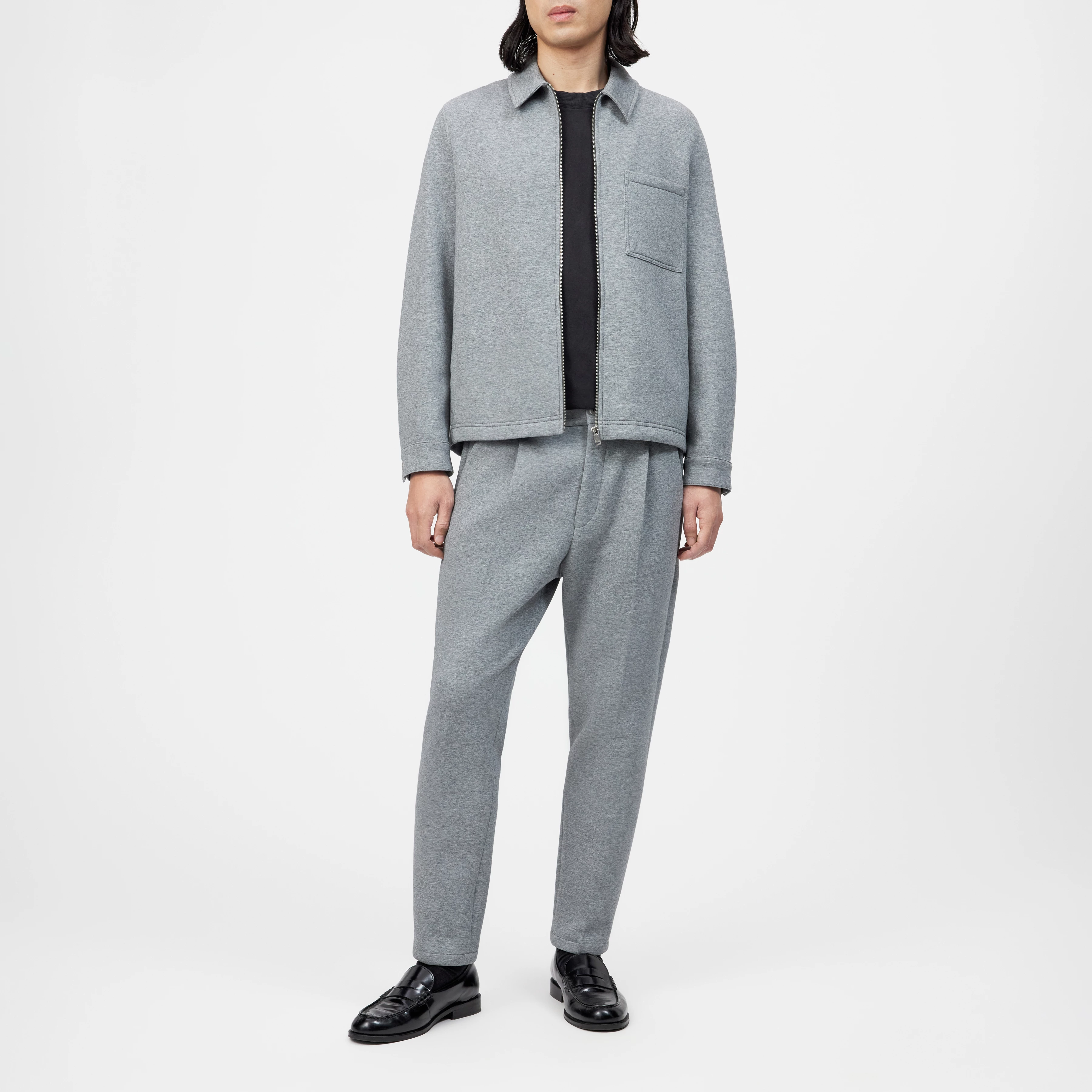 JERSON - Jersey blend jacket - men - grey - Ganzkörper-Frontansicht