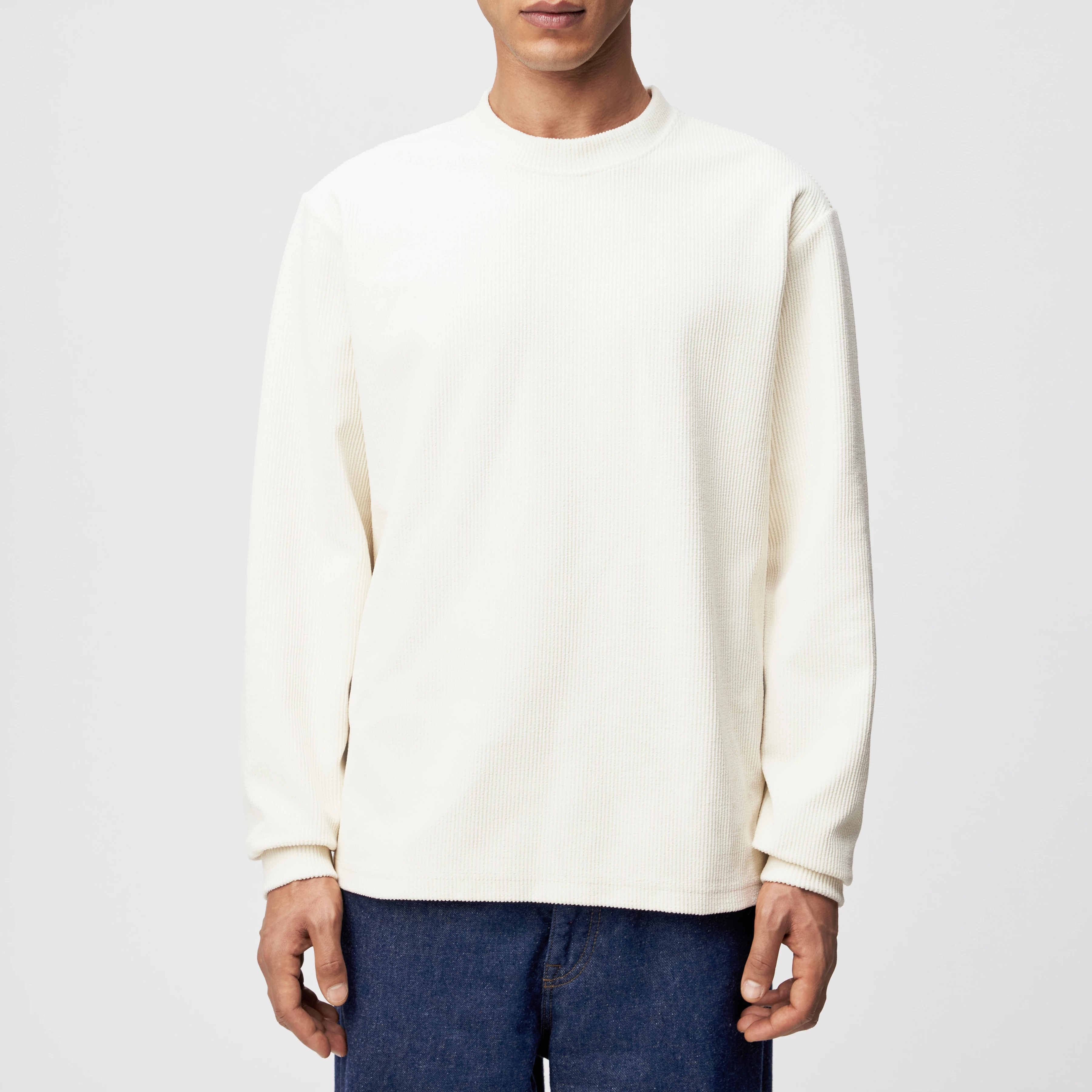 LAARK - Longsleeve in Rippstruktur - Herren - off white - Frontansicht