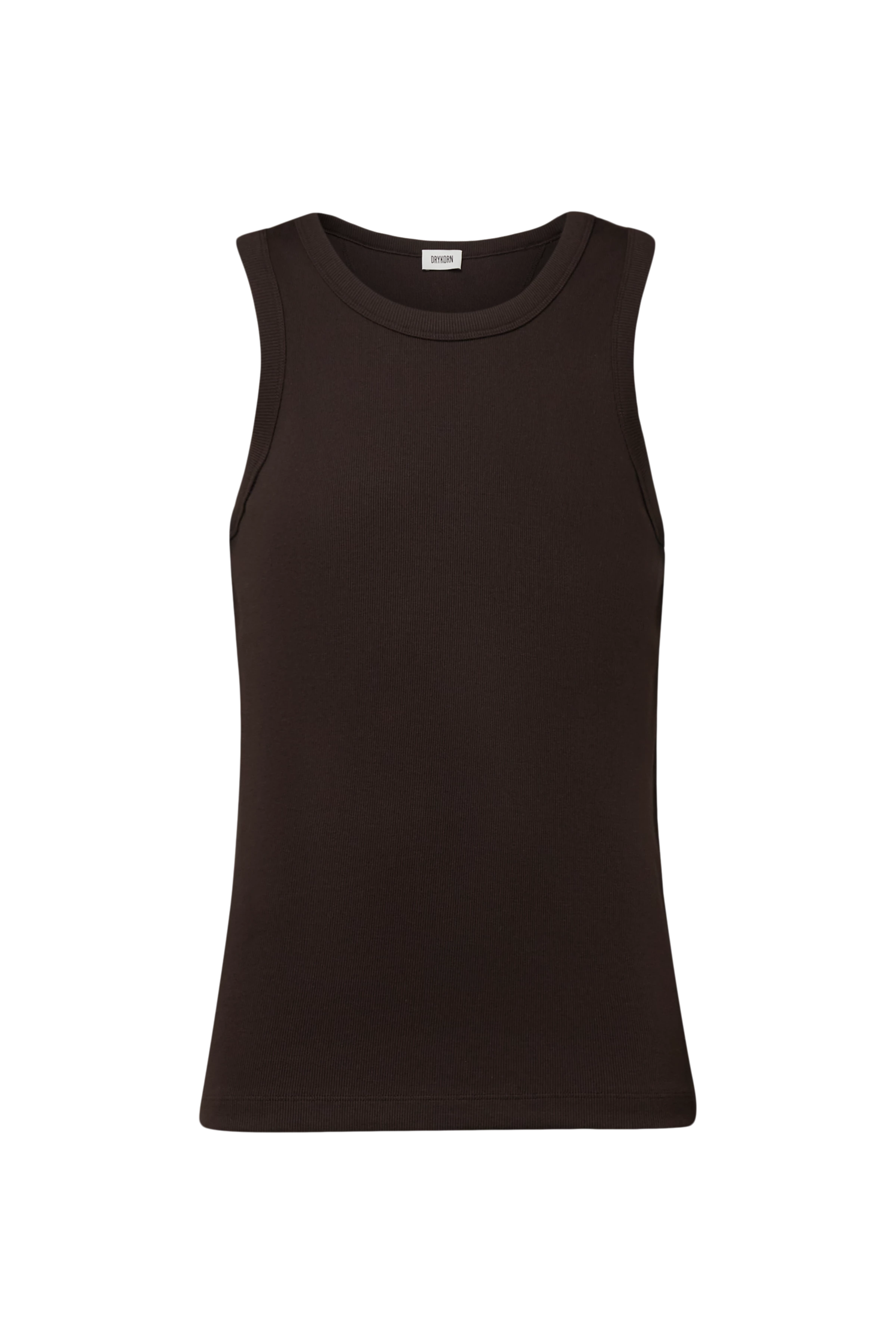 NATHAN - Bodyfitted ribtanktop van katoen - heren - bruin - Freisteller Frontansicht