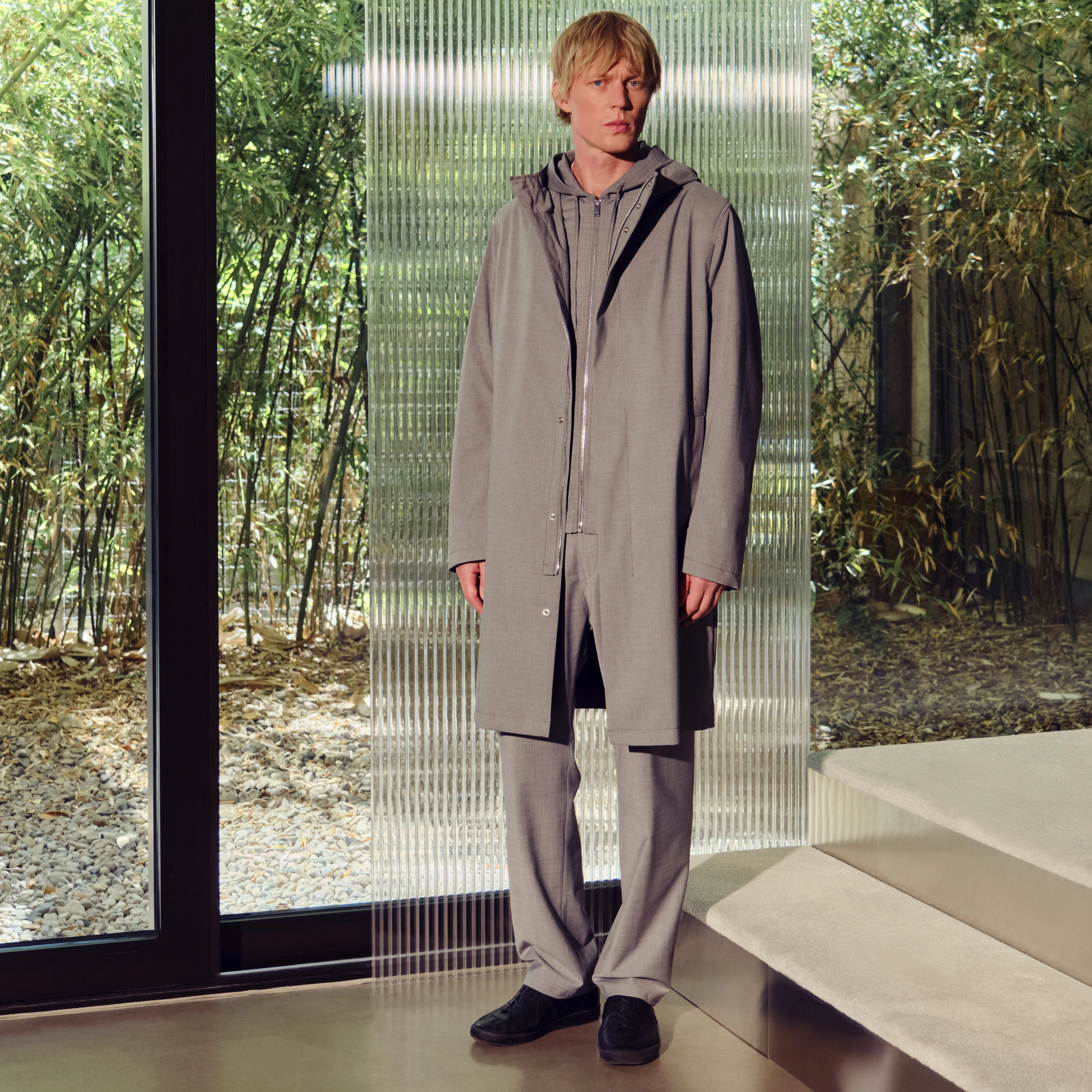 NAUKANO - Sporty coat with hood in techno-viscose - men - grey