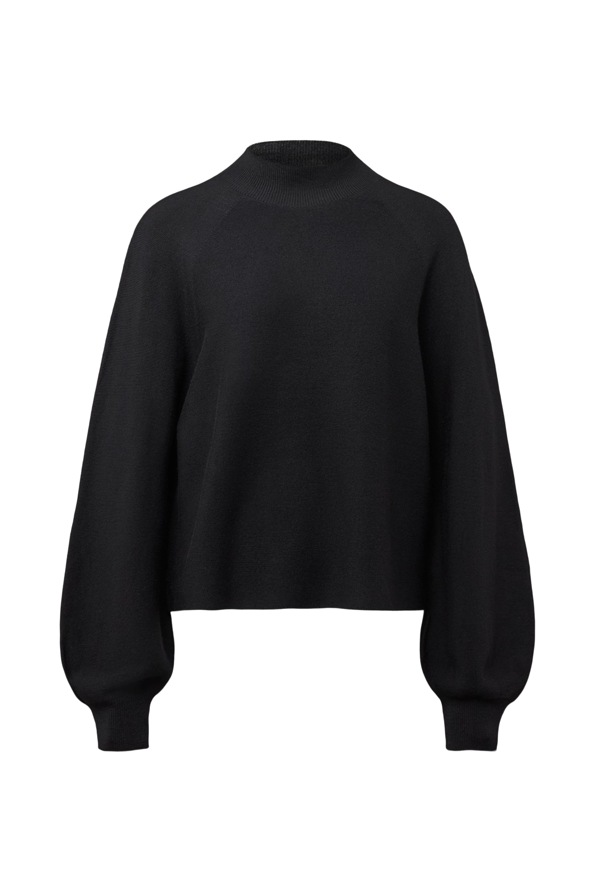 KIMONI - Pullover mit Ballonärmeln in 100% Merinowolle - Damen - schwarz - Freisteller Frontansicht