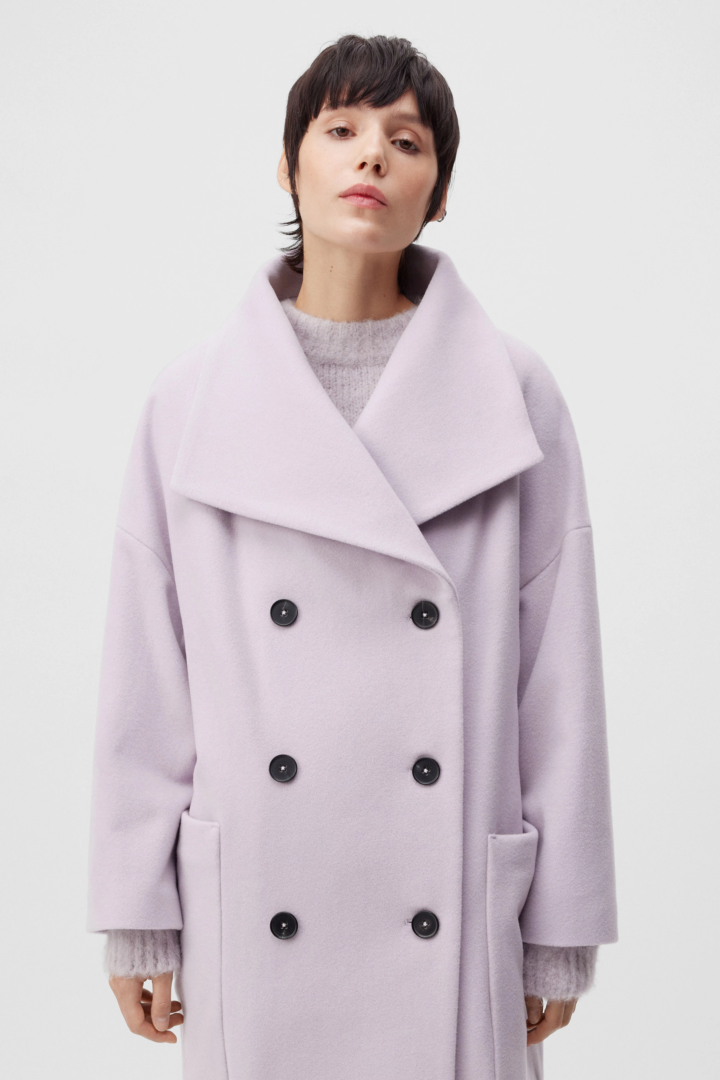 THEYDON - oversized Mantel in Wollflausch - Damen - lila - Frontansicht