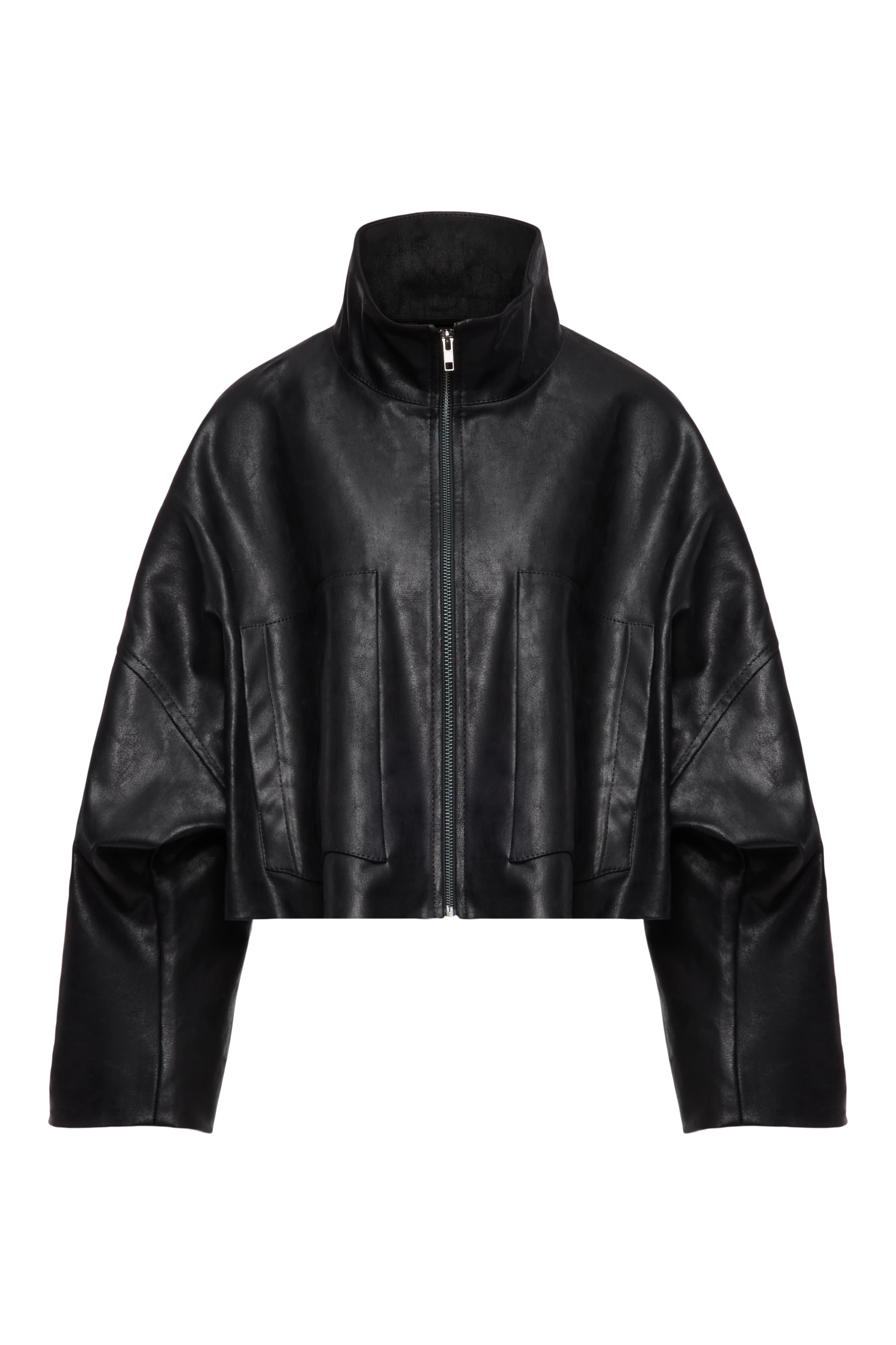 ELSTOW_1 - Oversized jacket in leather look - women - Natural Aluminium - Freisteller Frontansicht