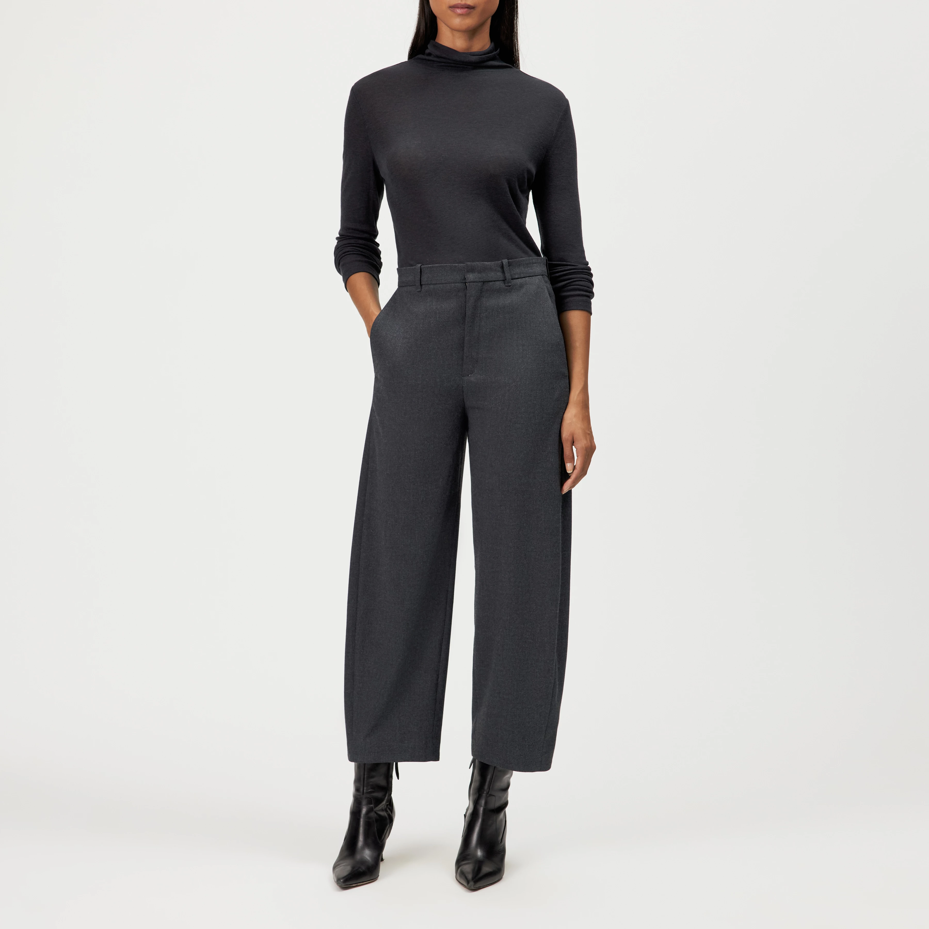 ADVISE - Relaxed fit twill trousers - women - grey - Ganzkörper-Frontansicht