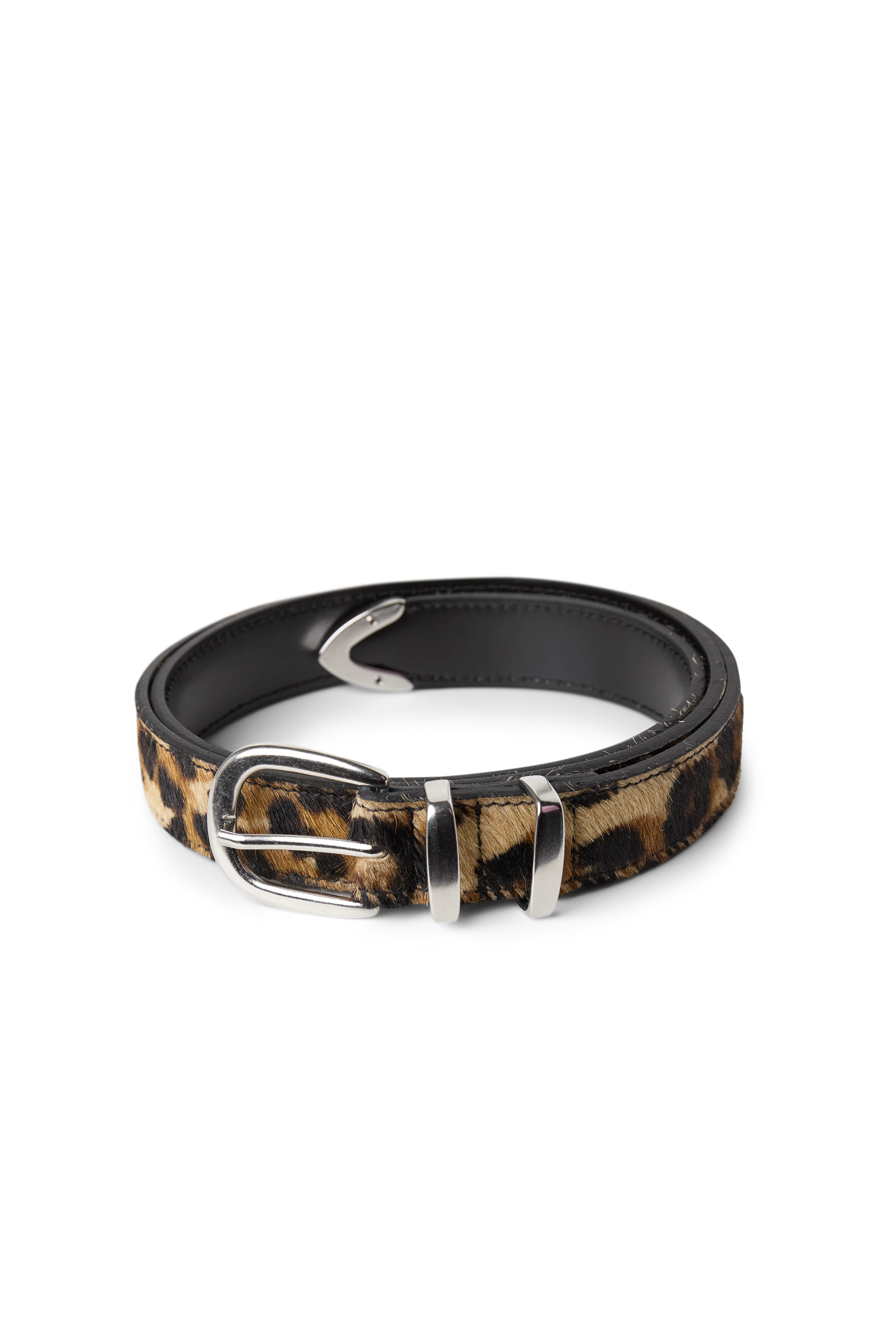LIINO - Leopard print belt in genuine leather - unisex - brown - Freisteller Frontansicht