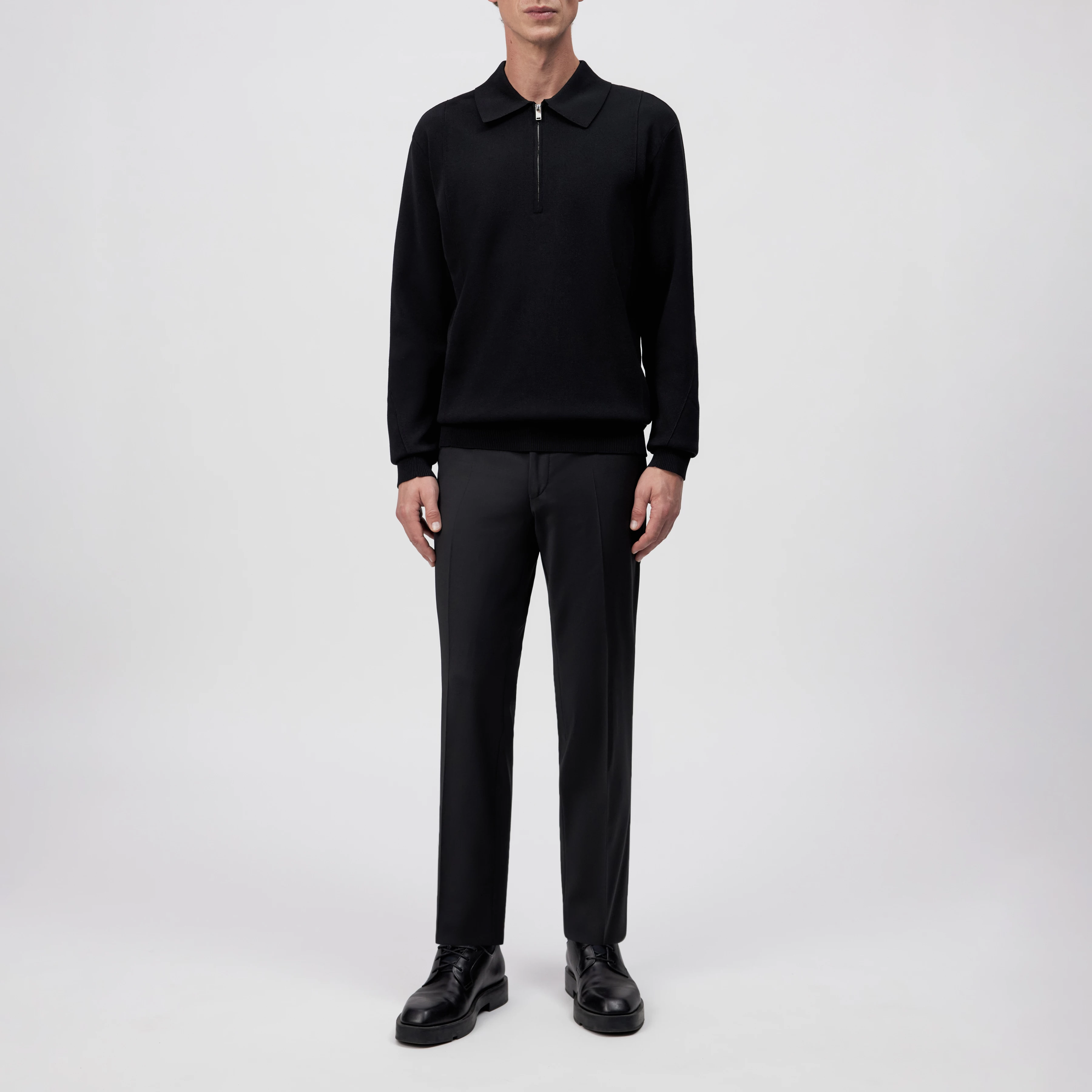 GAVVIN - Pullover mit Zipper in Baumwoll-Mix - Herren - schwarz - Ganzkörper-Frontansicht