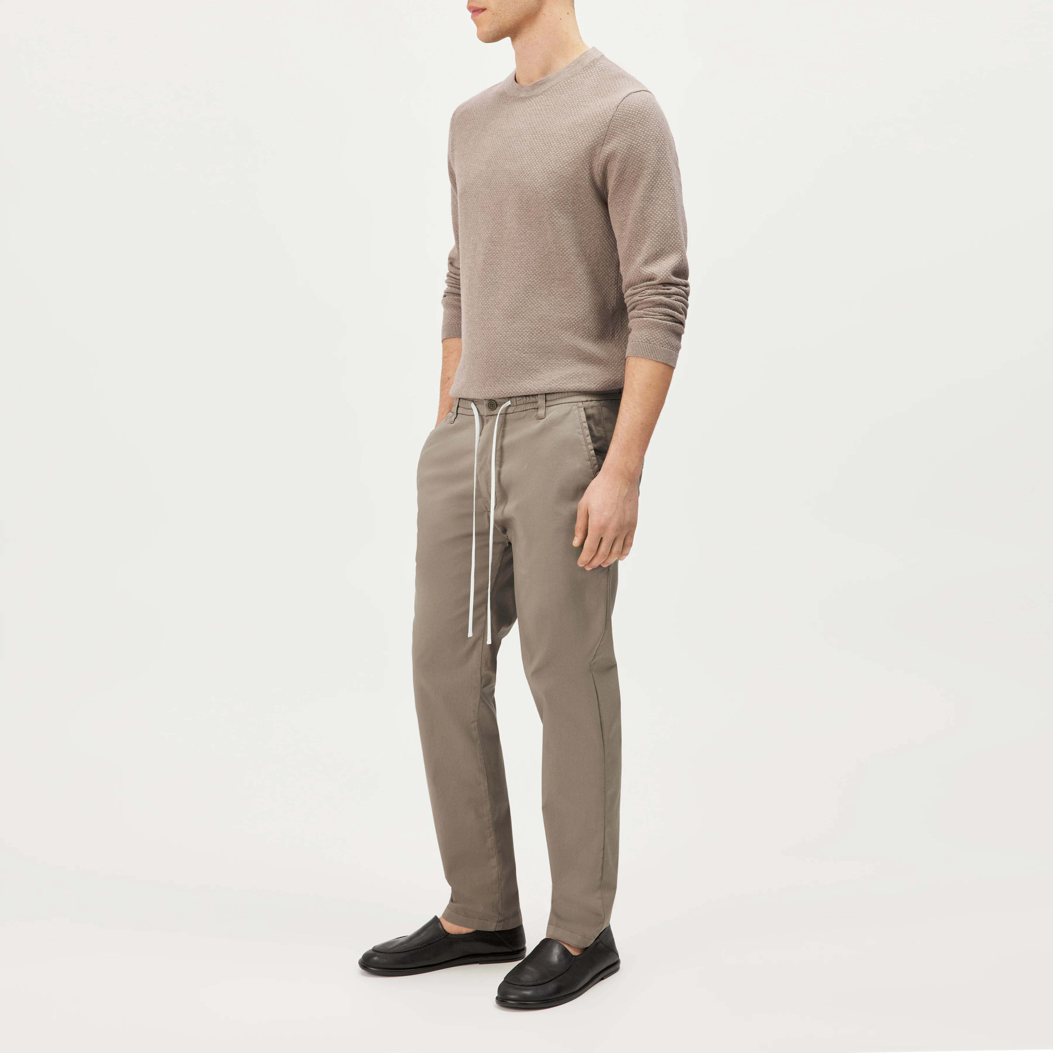 DEGER - Joggers with drawstring waist in satin - men - brown - Seitenansicht