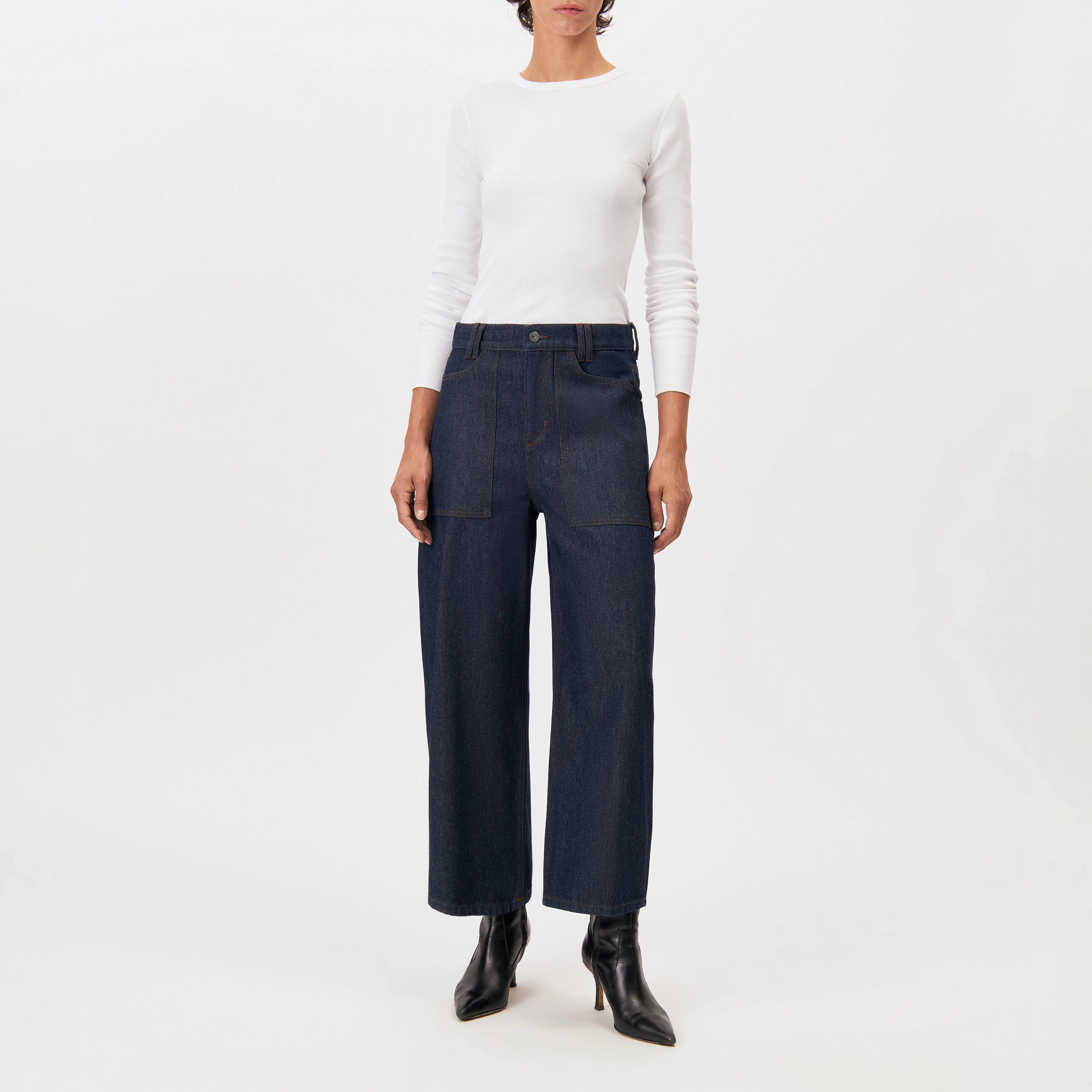 DERIVE - Mid-rise jeans in mid-blue denim - women - blue - Ganzkörper-Frontansicht