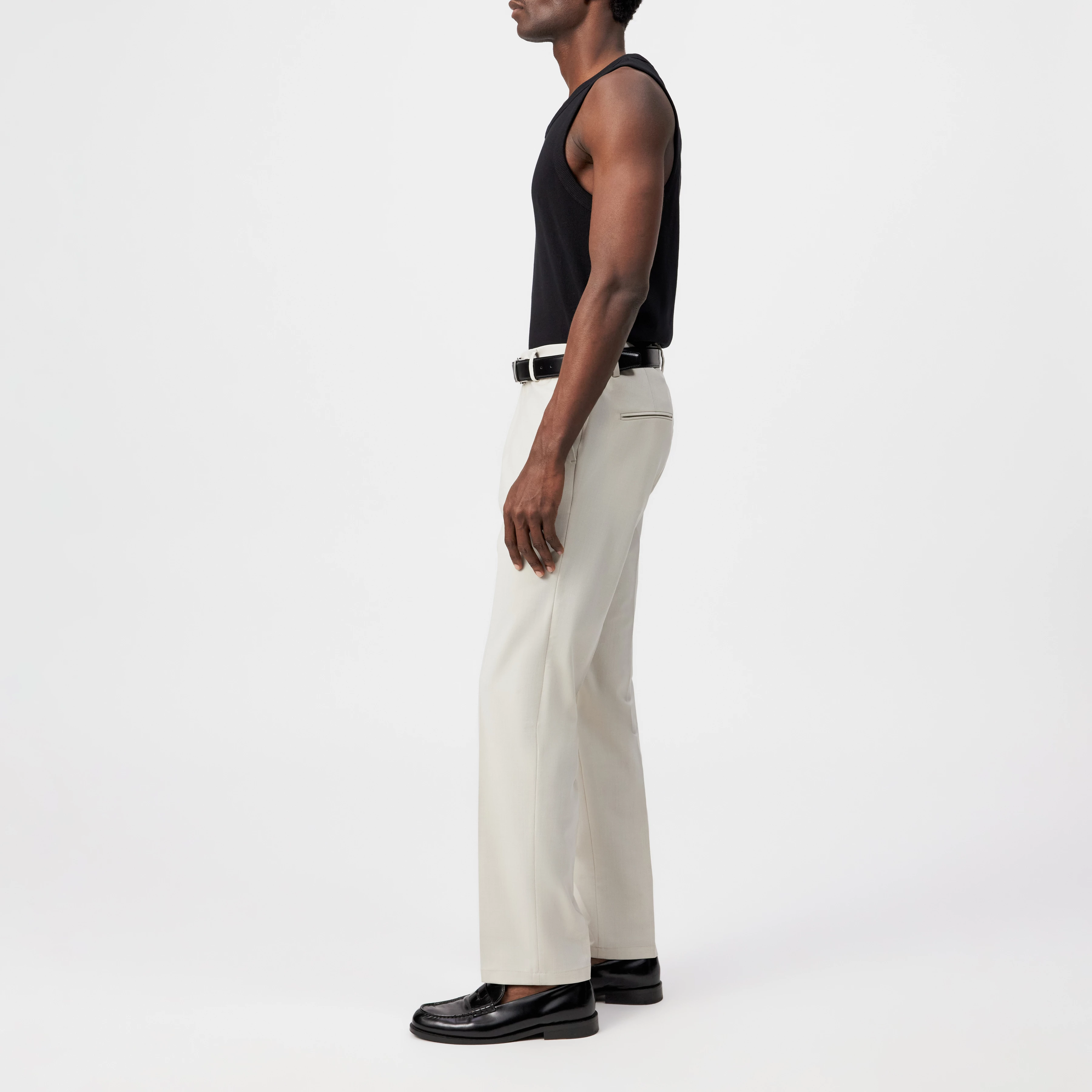AJEND_RGLR - Tailored trousers in wool blend - men - beige - Seitenansicht