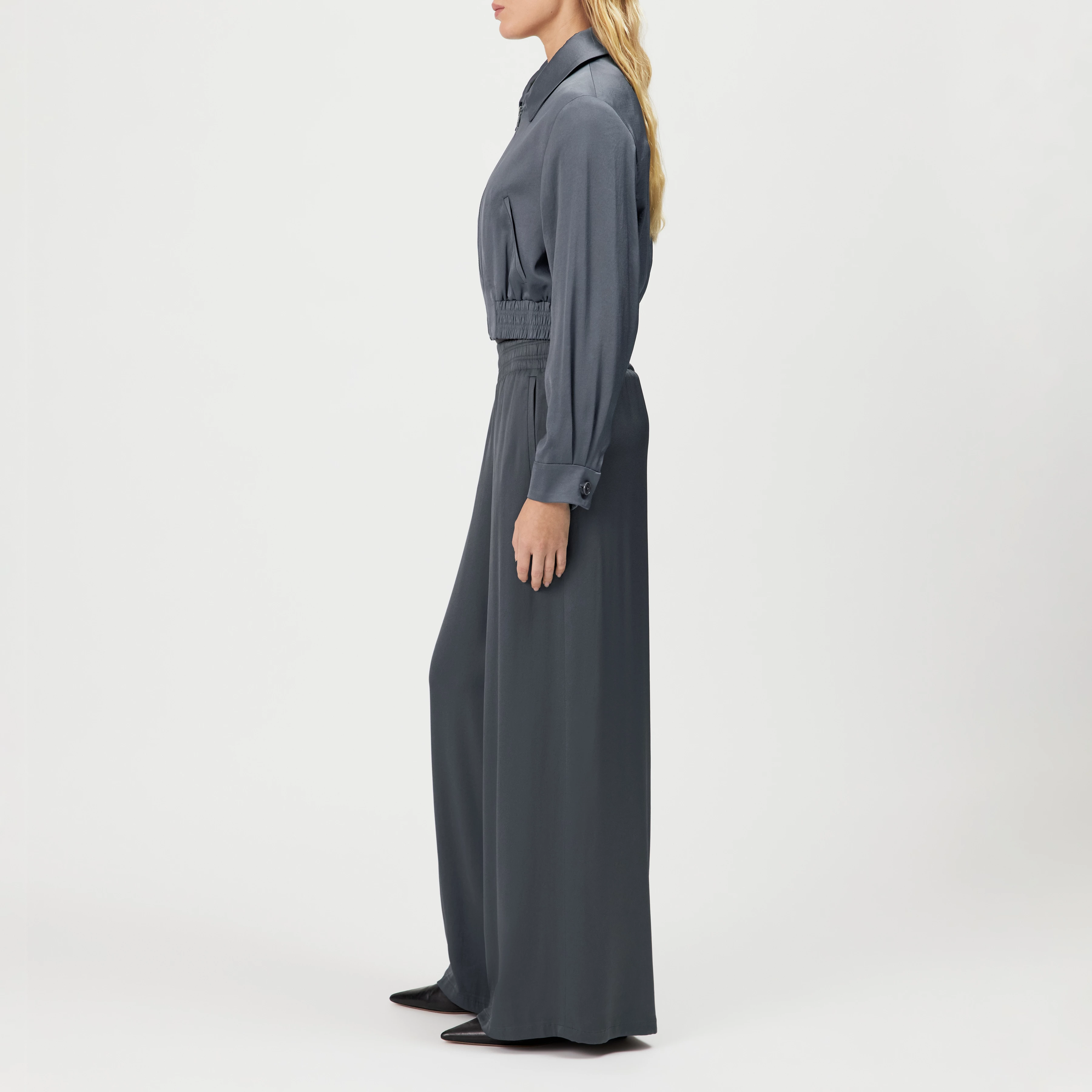 RADWAY_1 - Blouson court en satin - women - gris - Seitenansicht