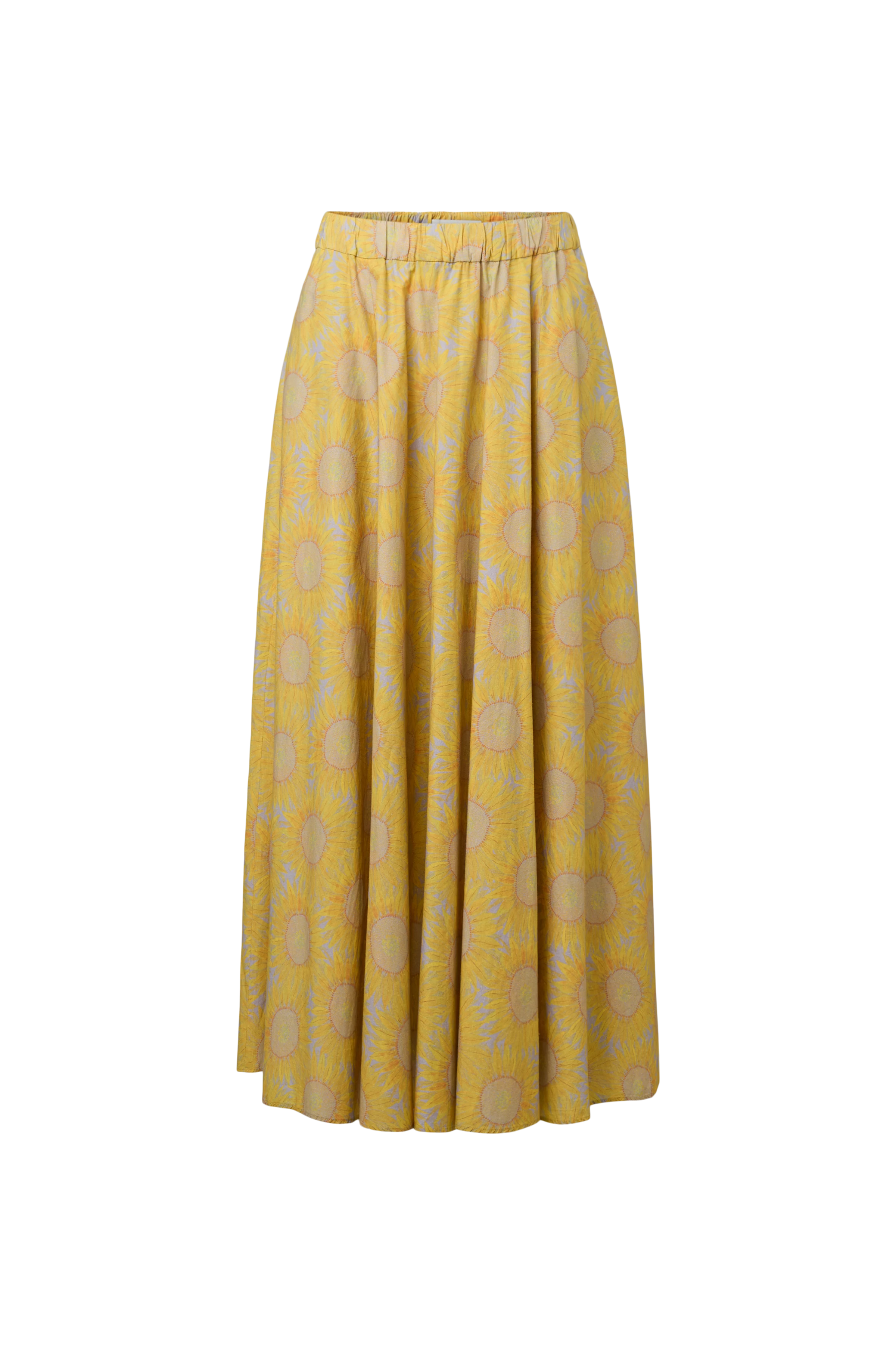 QERIME - Pleated cotton skirt with sunflower print - women - yellow - Freisteller Frontansicht