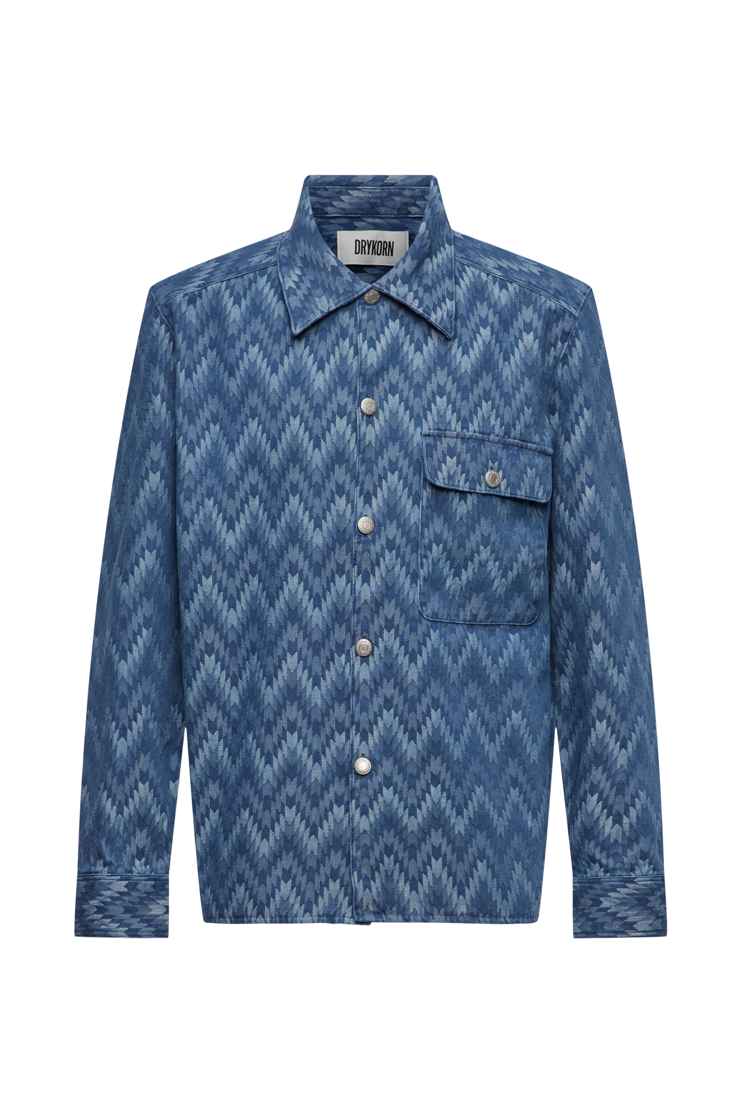 LIJAS - Overshirt mit Brusttasche in Denim - Herren - blau - Freisteller Frontansicht