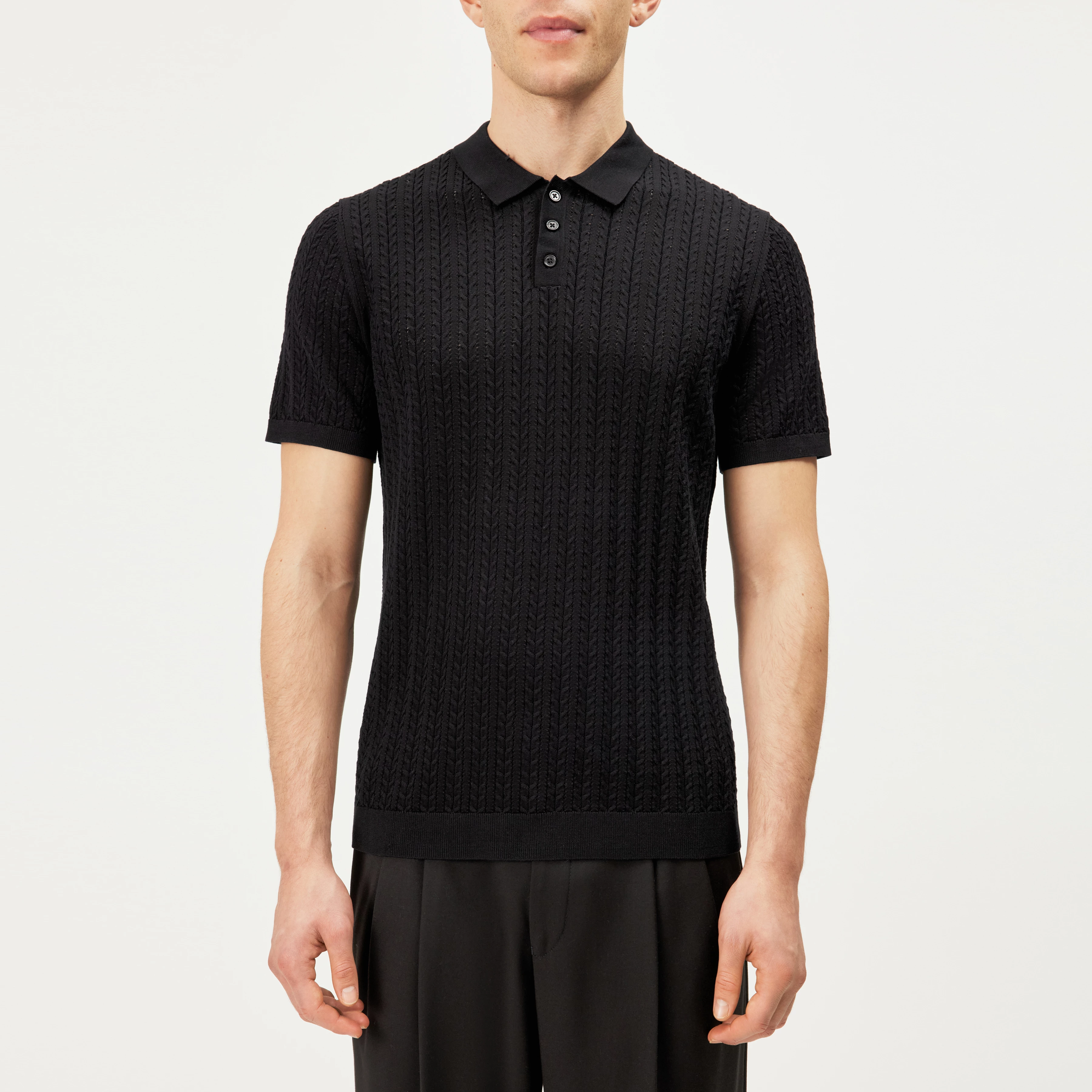 Men knit polo shirt LAURENZZO in black from DRYKORN