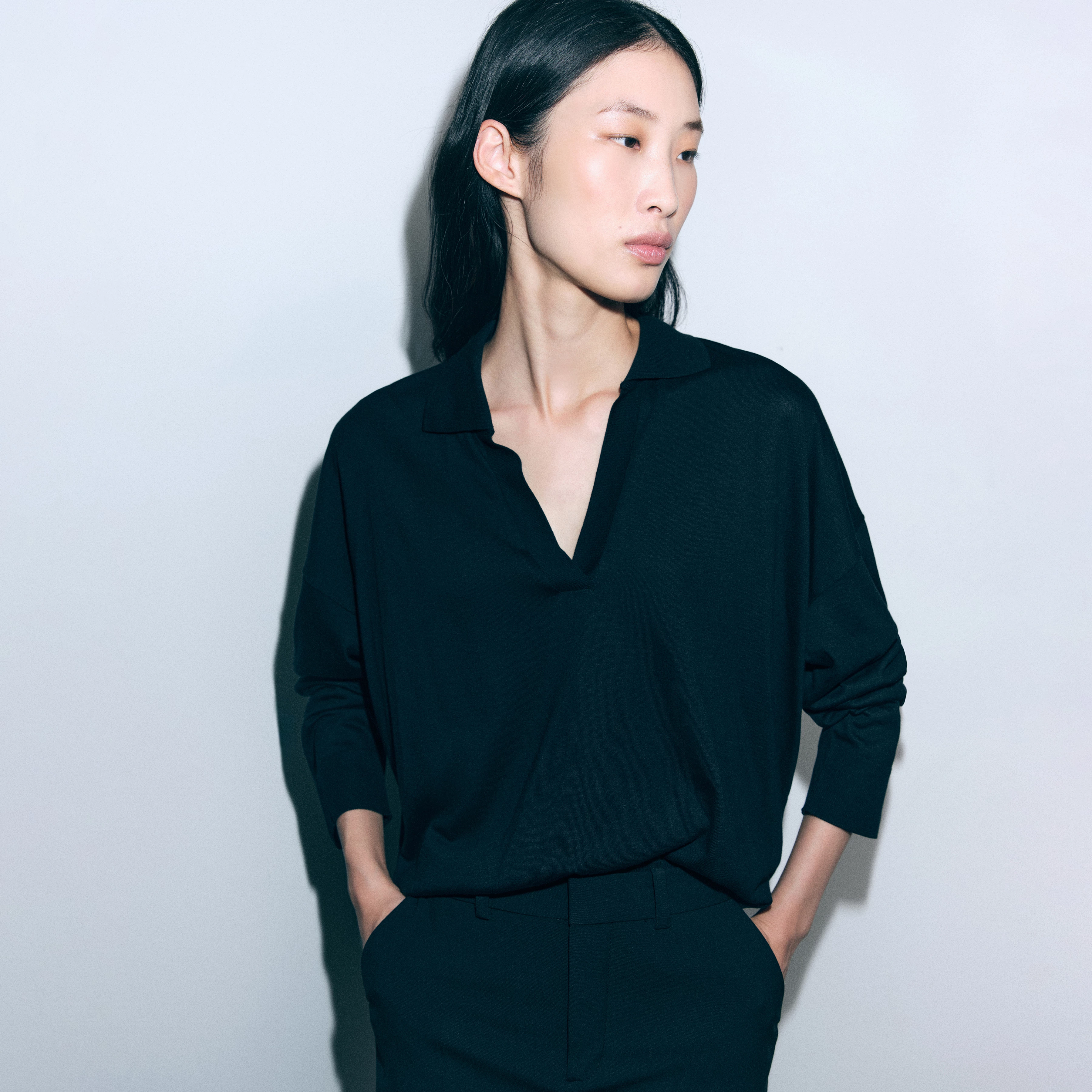 PIRILLA - Longsleeve in Lyocell-Baumwoll-Mix - Damen - schwarz