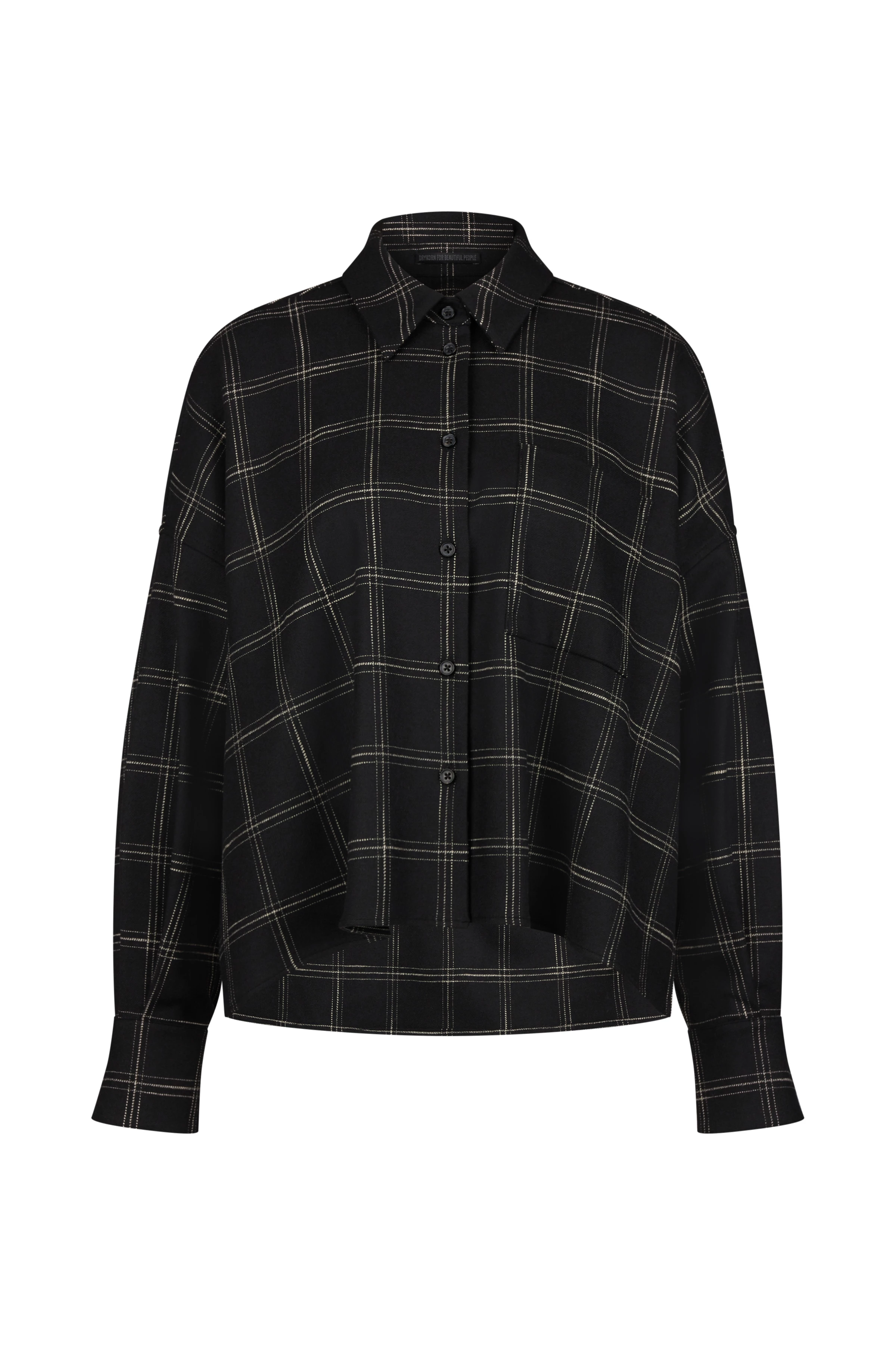NAMIDA - flannel shirt blouse - women - black - Freisteller Frontansicht