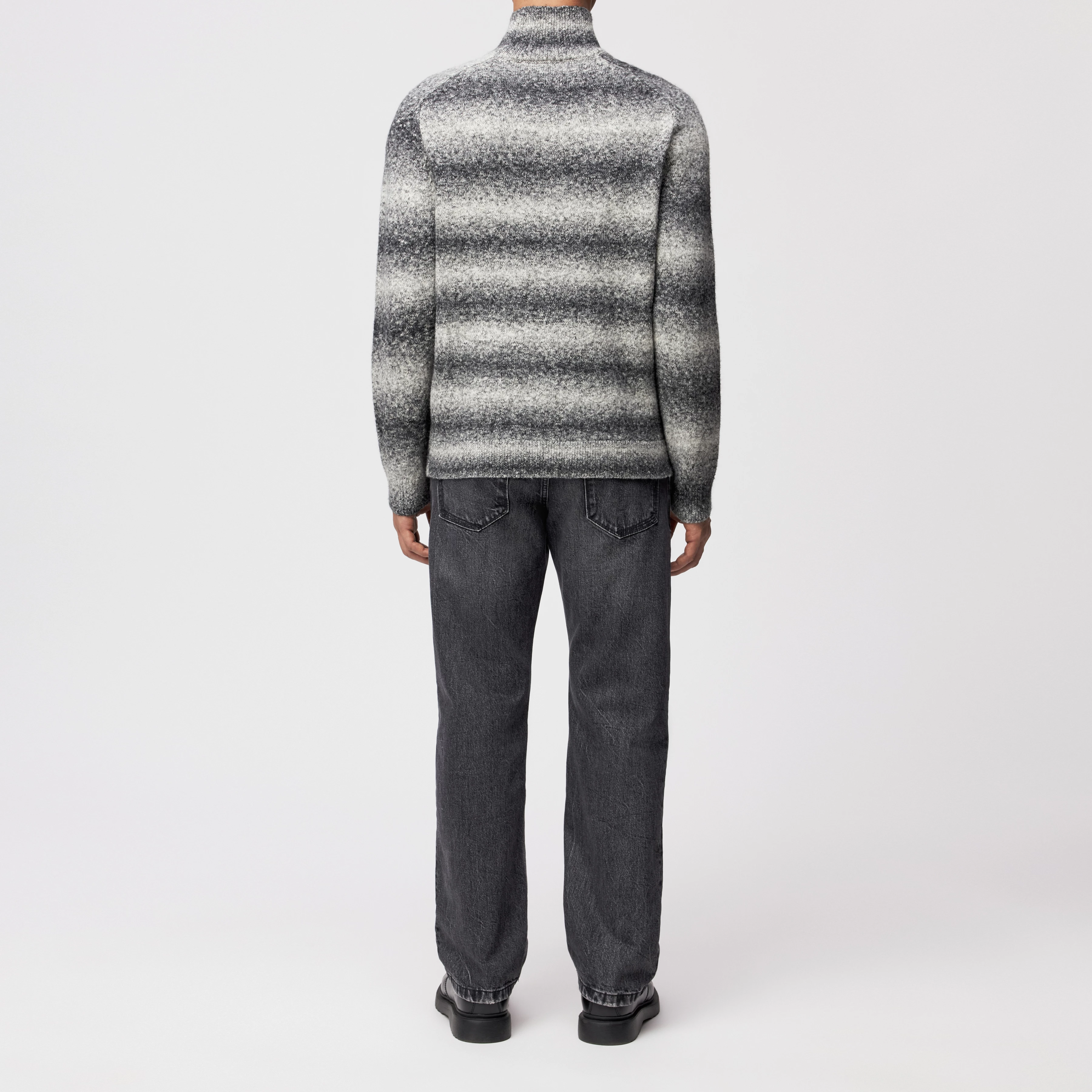 EDDARD - Pullover mit Stehkragen in Baumwoll-Mix - Herren - grau - Rückansicht