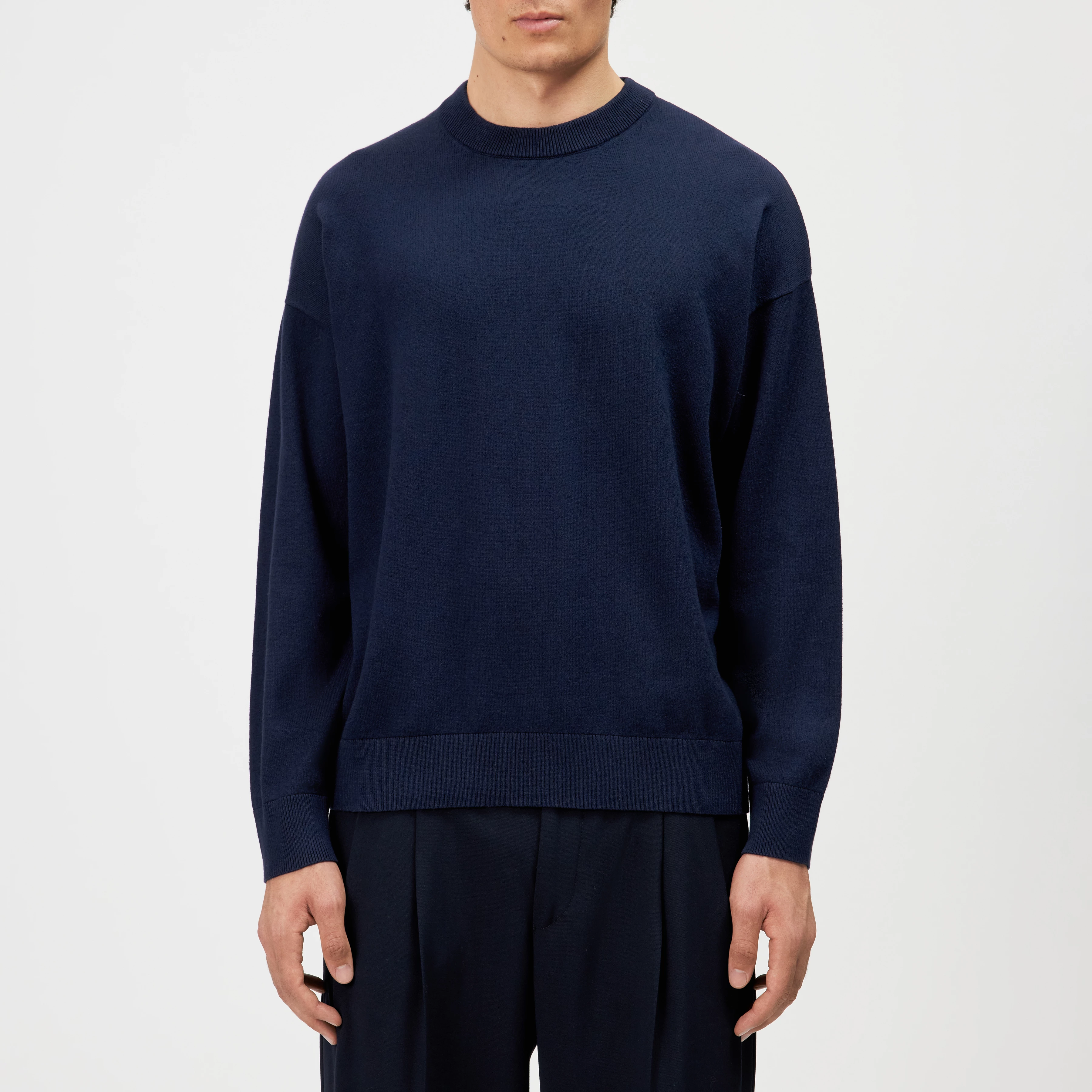 VALDRIK - Ronde hals trui in boxy fit - heren - blauw - Frontansicht