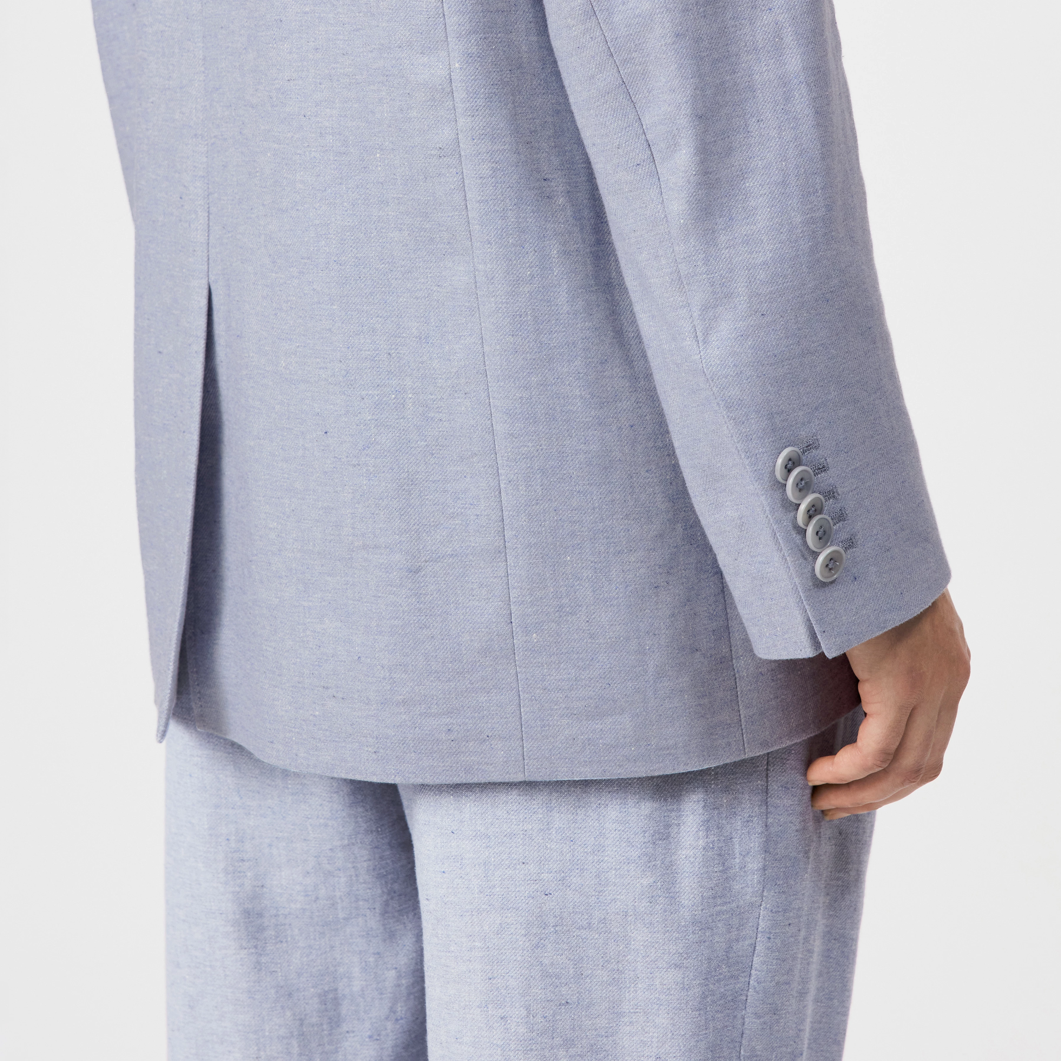 GLENDALE - Boyfriend-blazer in linnen-mix keper. - dames - blauw - Detailansicht am Model